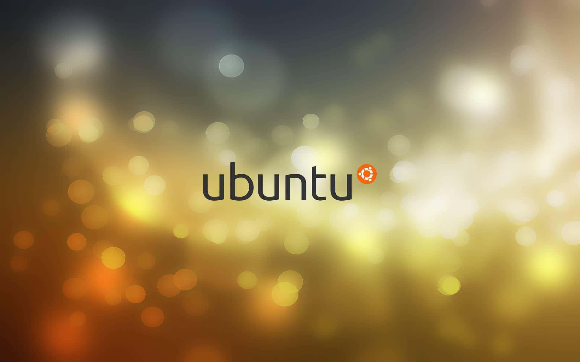 Ubuntu 標誌配金色散景背景