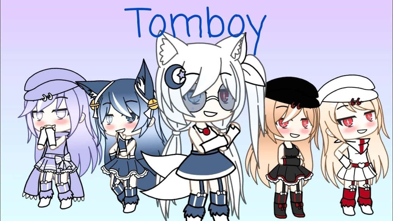 五個穿著Tomboy風格和色彩繽紛服裝的Q版動畫女孩。