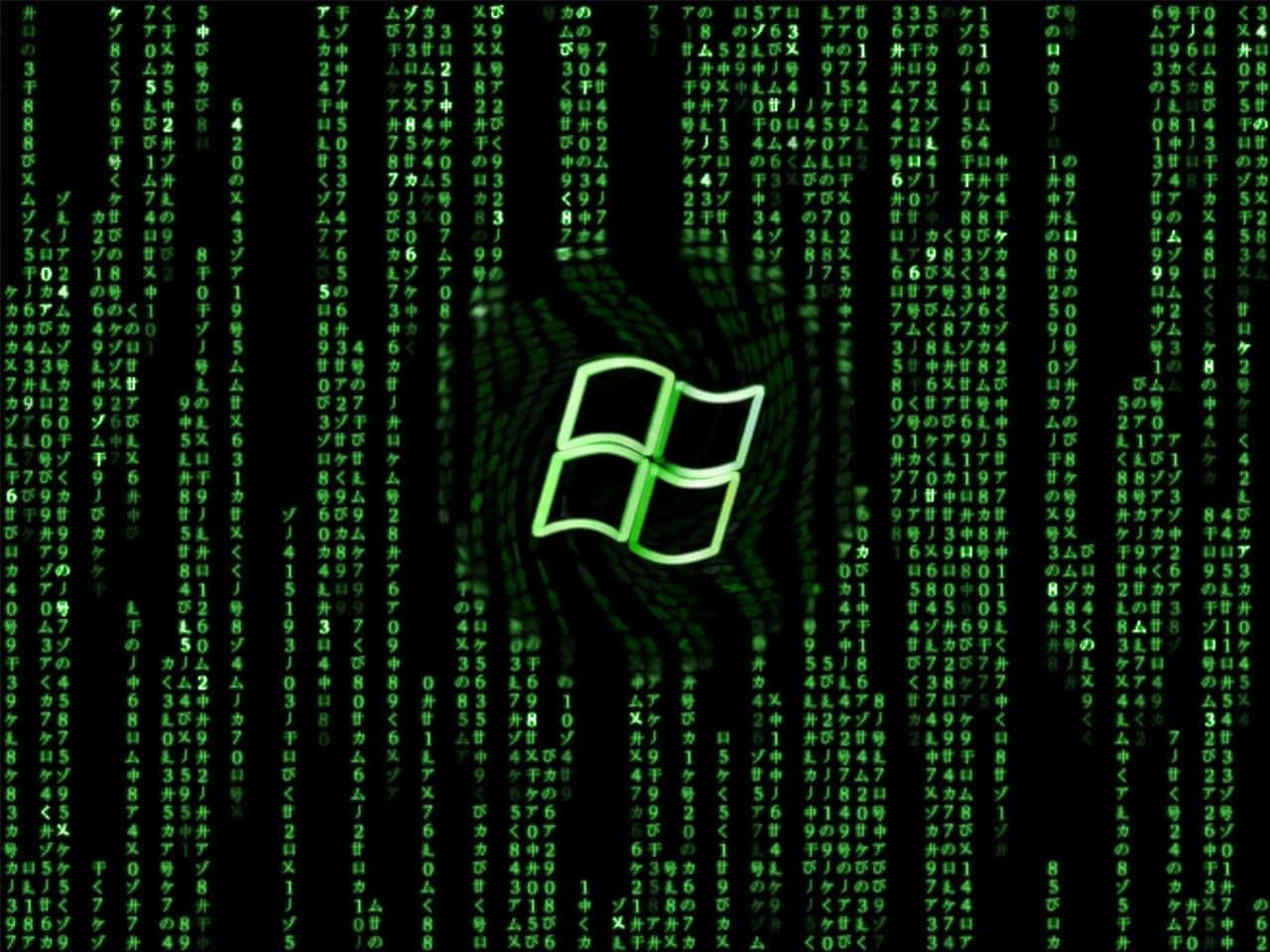 一面綠色旗幟漂浮在數位字符和數字的流中。