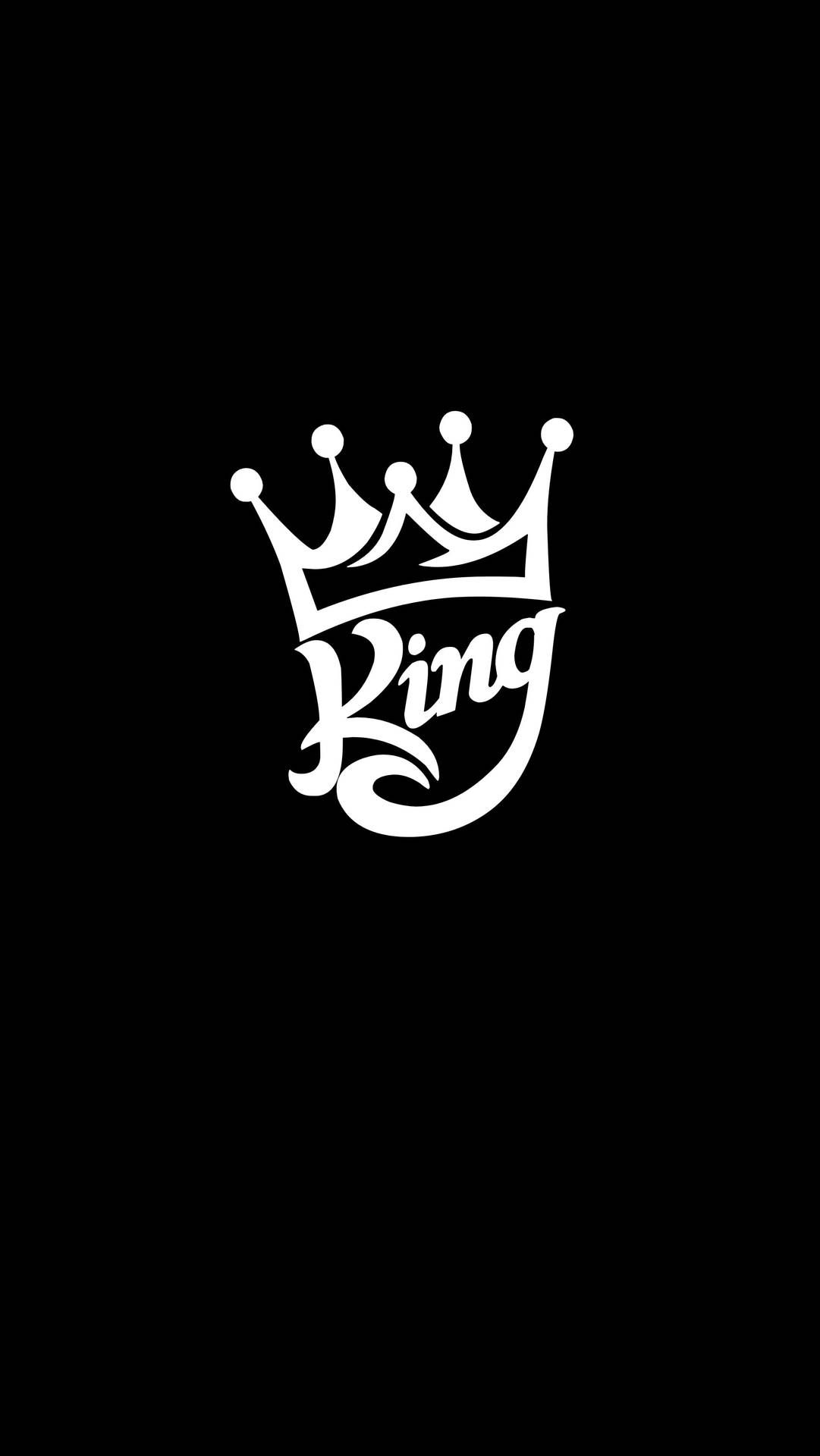 黑色背景上嘅白色皇冠同king字