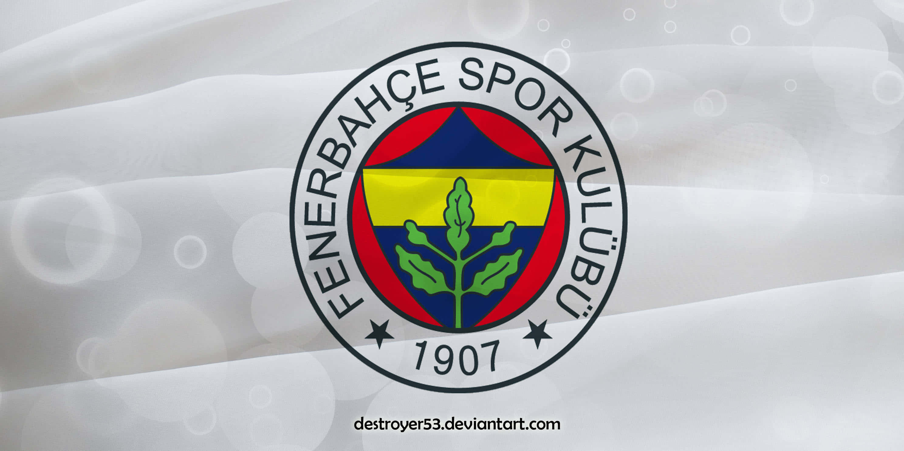 Fenerbahçe Spor Kulübü 標誌在白旗上，帶散景效果。