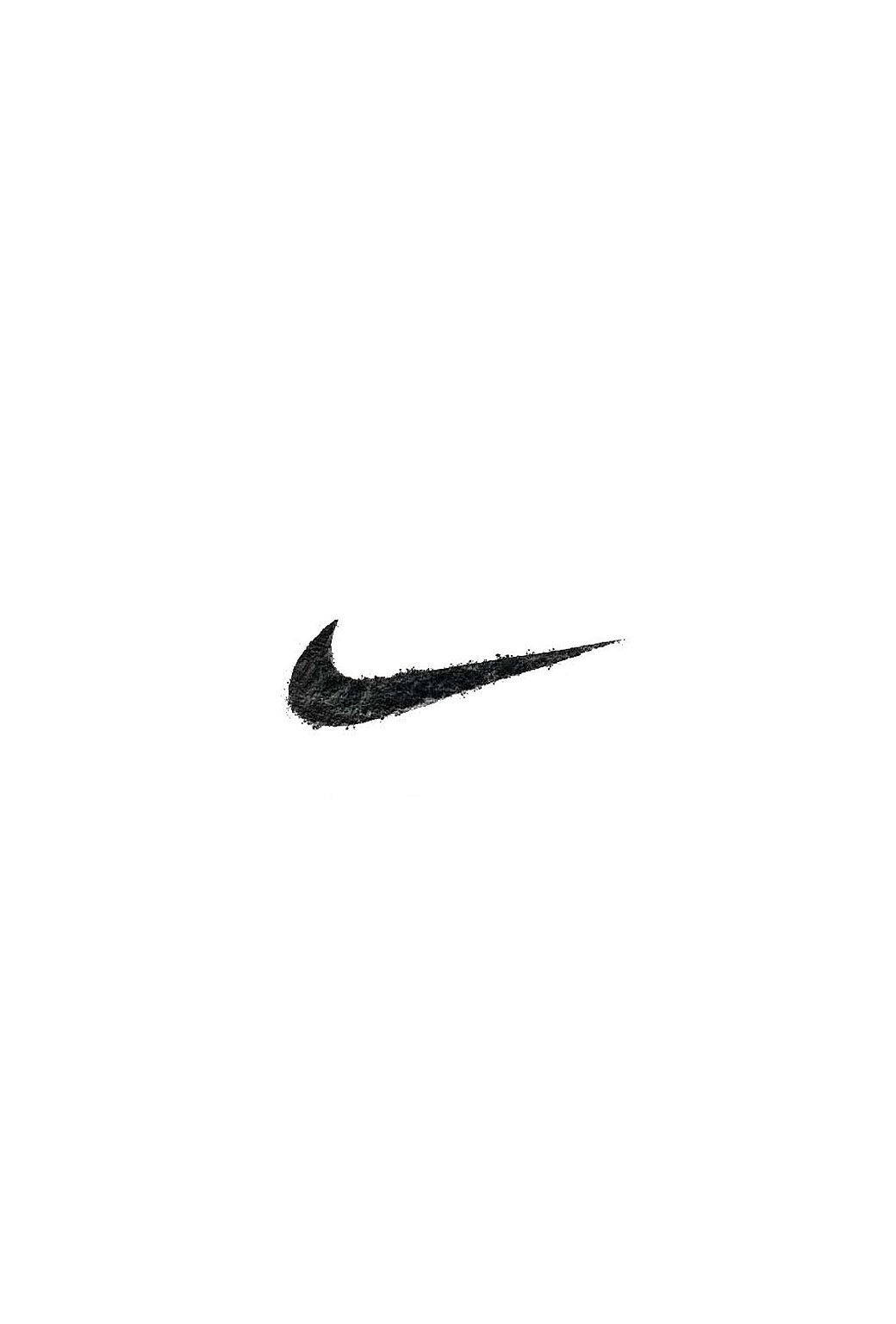 白底iPhone Nike標誌 壁紙 — 一個帶有紋理的黑色Nike swoosh標誌，居中放置在純白色背景上，帶有粗糙的筆觸細節。