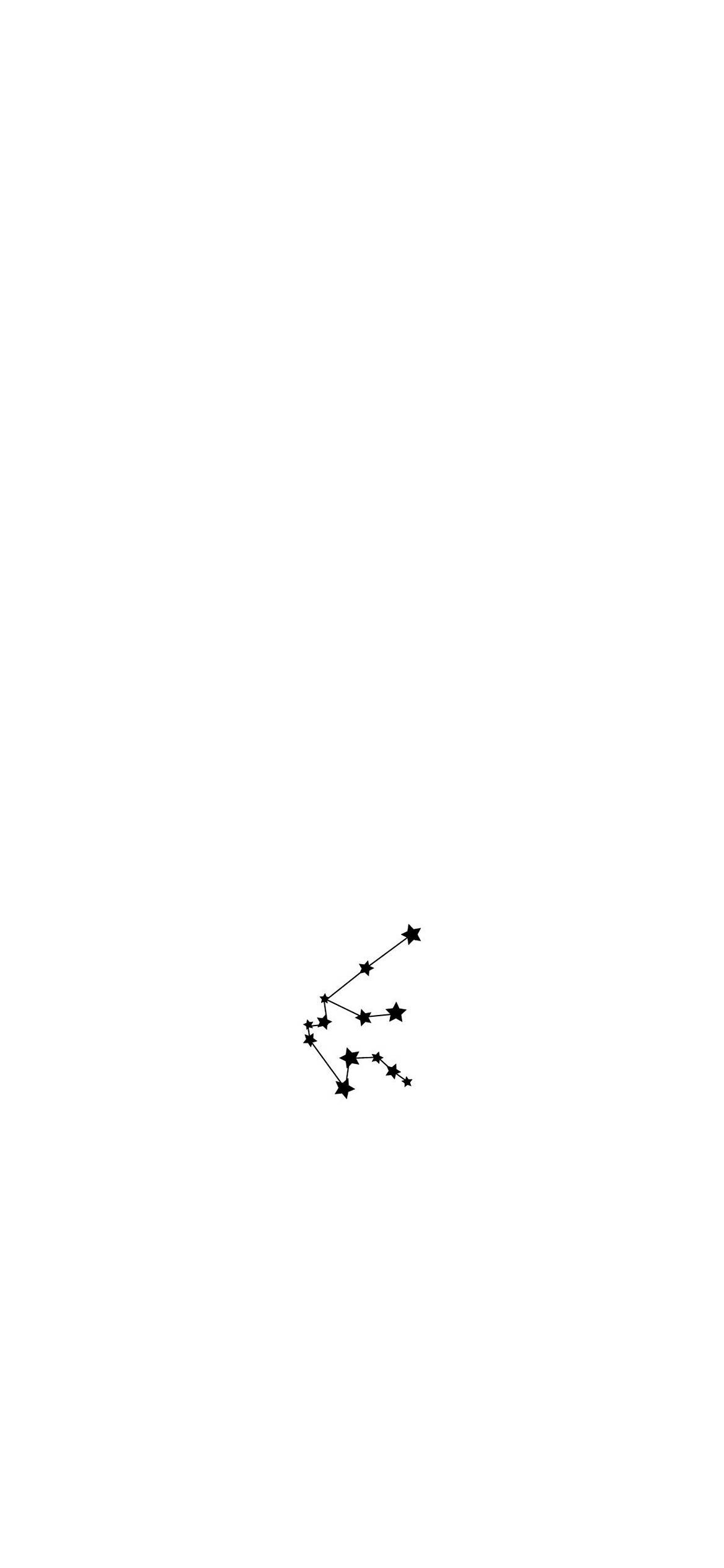 白底黑星 iPhone 壁紙 — 在純白背景上的仙后座極簡黑色線條畫。