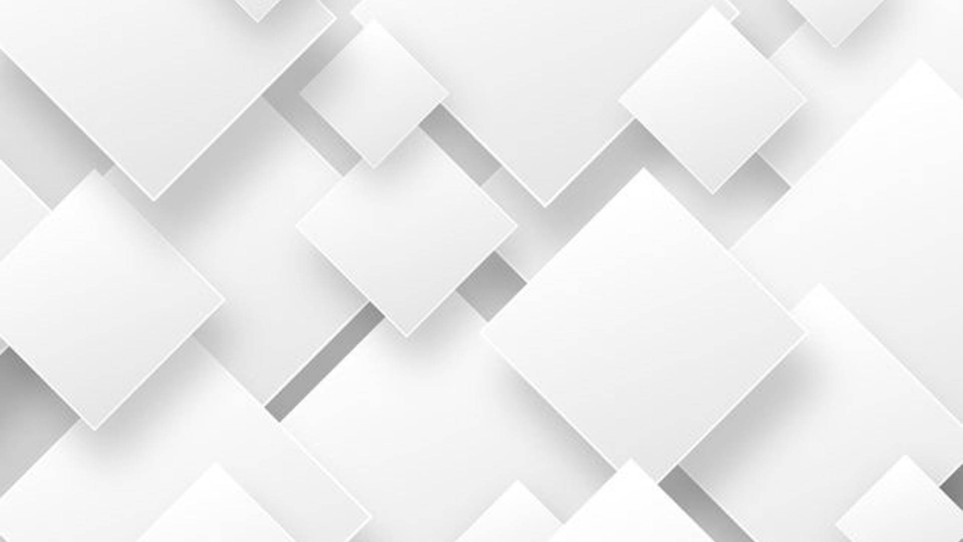 在極簡3D渲染圖案中重疊的白色幾何正方形。