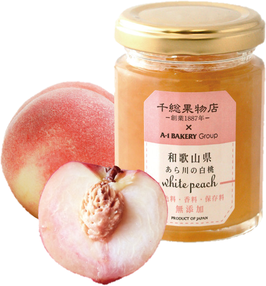 白桃果醬瓶與新鮮桃子 壁紙