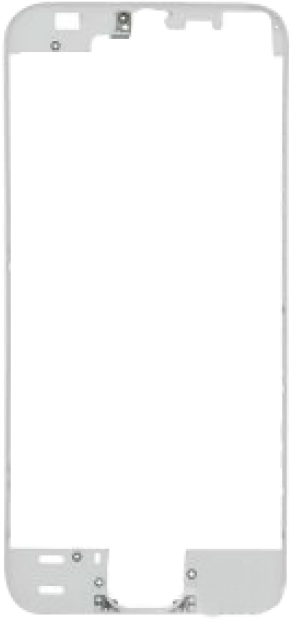 白色 iPhone 屏幕邊框更換 壁紙 — 一個白色智能手機框架，帶有黑色屏幕和可見的內部組件。