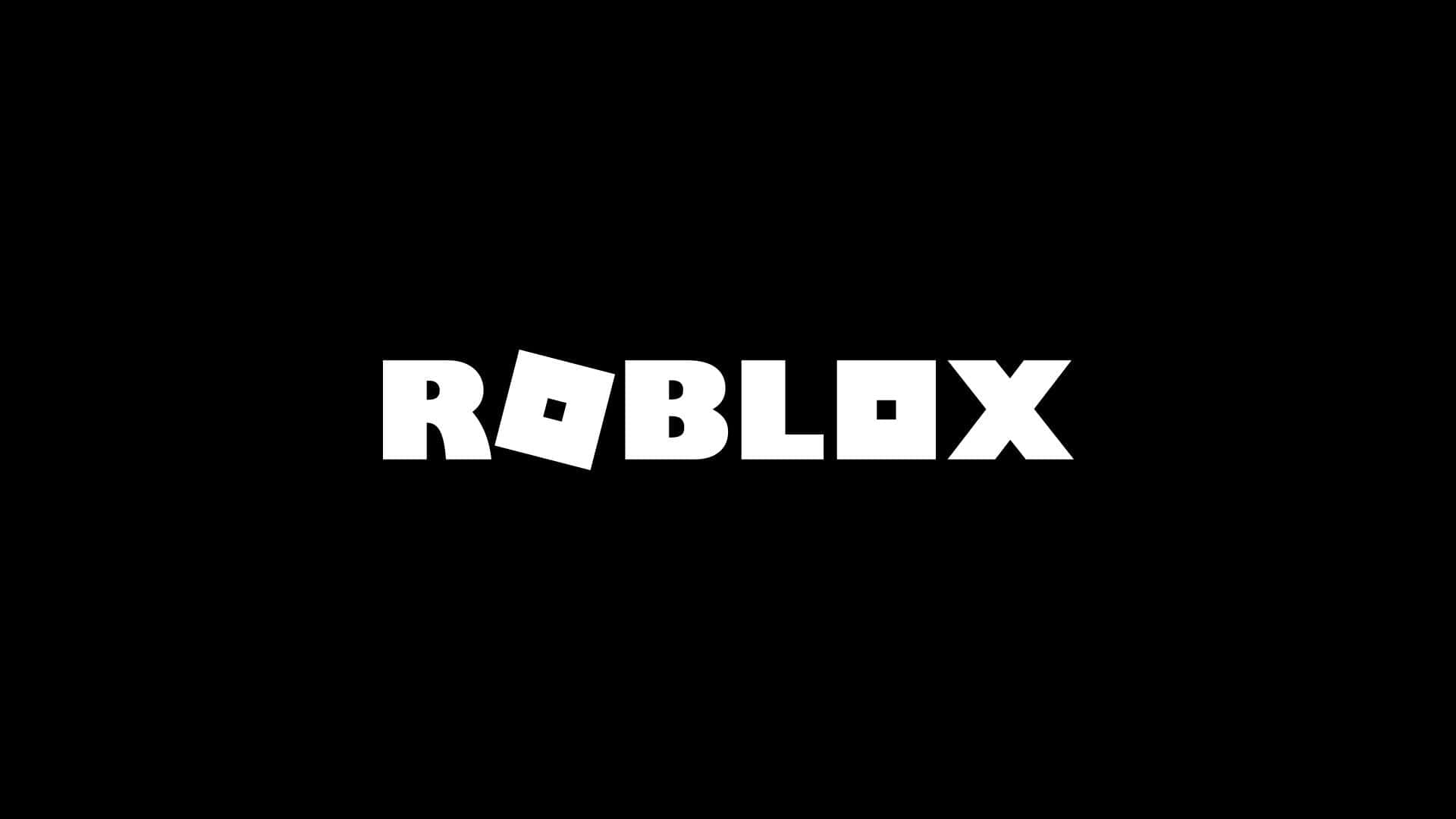 白色 Roblox 標誌 壁紙 — 大膽的白色 Roblox 標誌居中在純黑色背景上，帶有塊狀幾何字體。