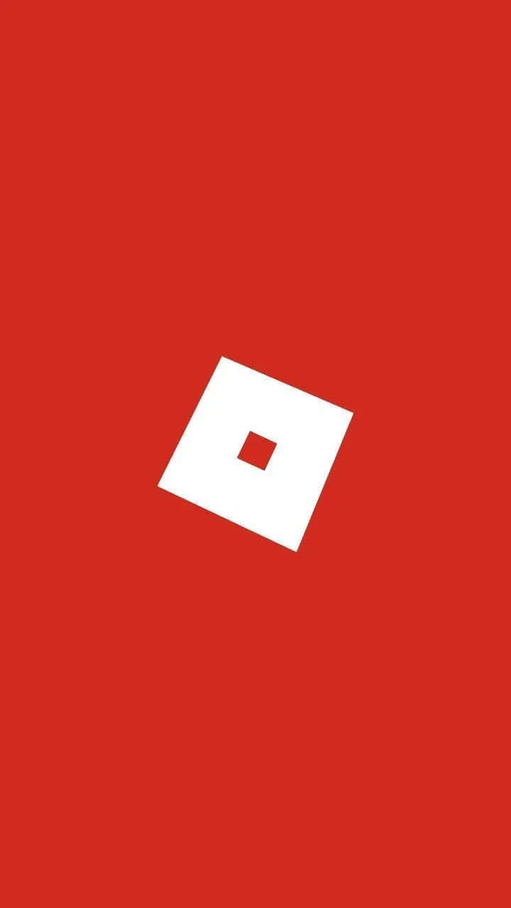白色 Roblox 標誌於紅色背景 壁紙 — 一個極簡的白色正方形，內部有一個較小的紅色正方形，居中在純紅色背景上。