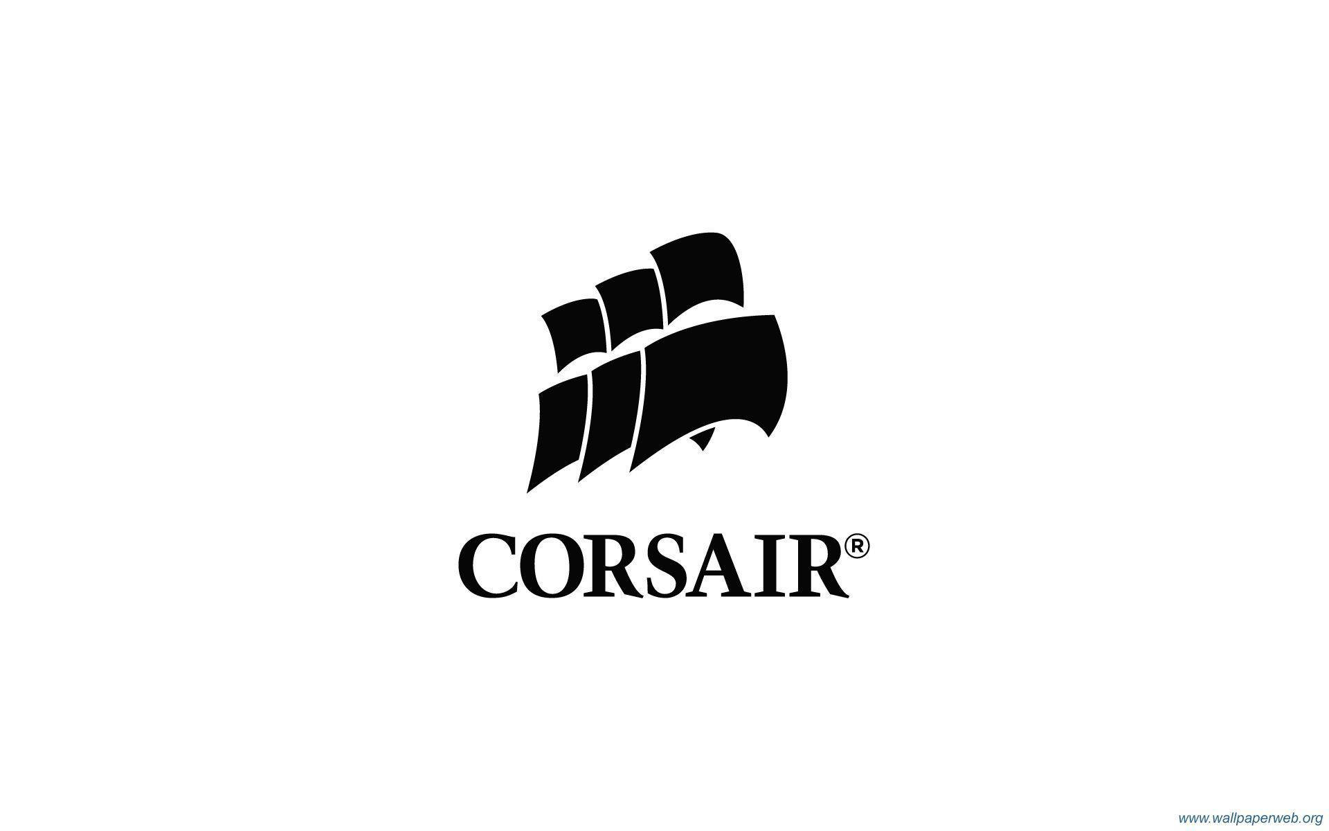 Corsair 品牌標誌，白色背景上帶有黑色拳頭圖案。