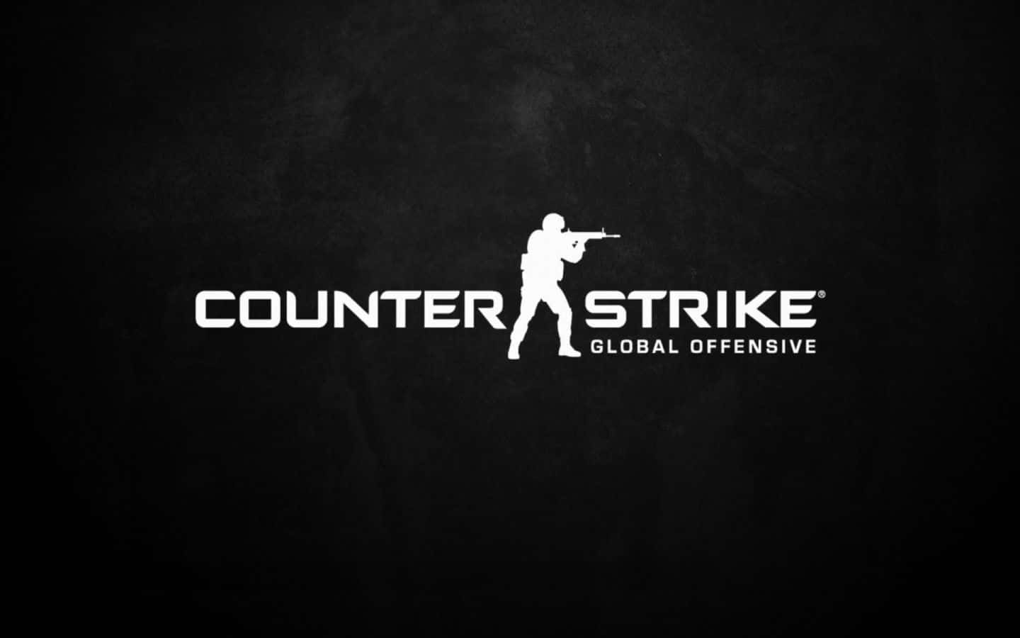 Cs 桌布 壁紙 — 白色Counter Strike Global Offensive標誌，帶有士兵剪影，背景為紋理黑色。