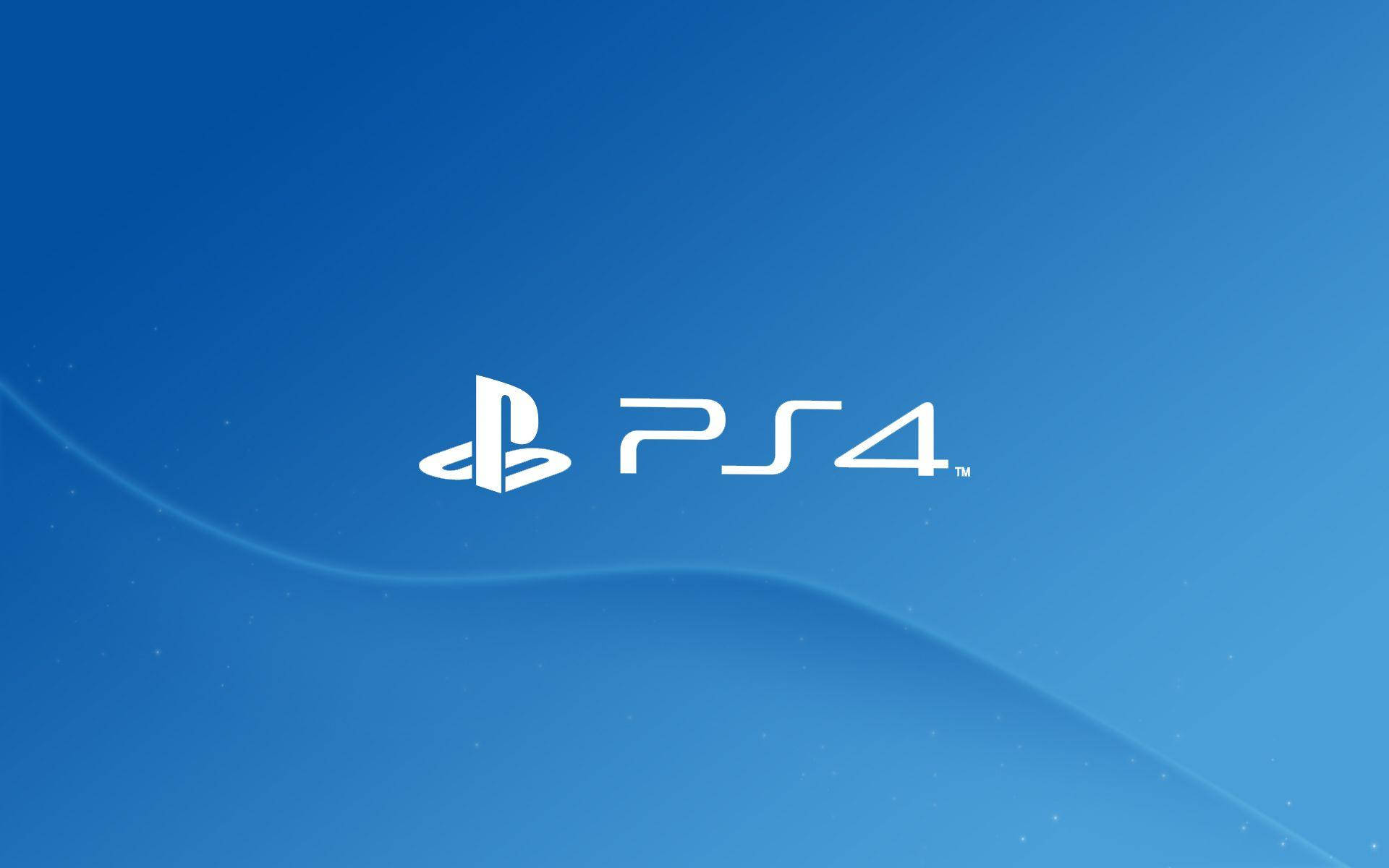 3D 桌布 壁紙 — 白色PlayStation 4標誌居中於漸變藍色背景上，帶有微妙的波浪和粒子效果。