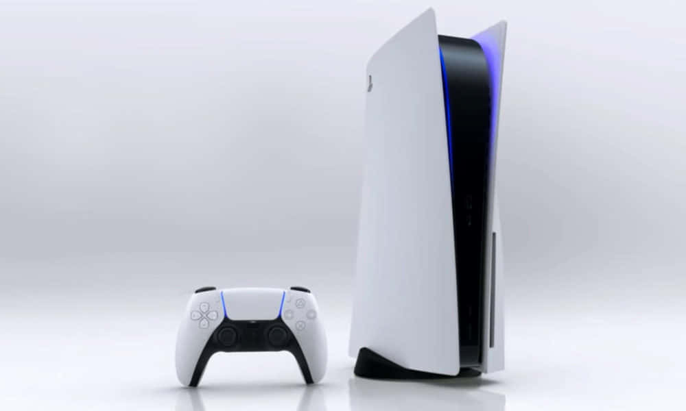 白色PlayStation主機旁邊放著一個手掣 壁紙