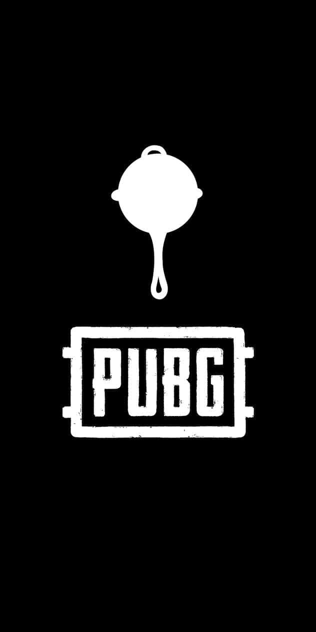 Pubg Logo 桌布 壁紙 — 白色PUBG標誌配煎鍋圖案，黑色背景，簡約遊戲壁紙。