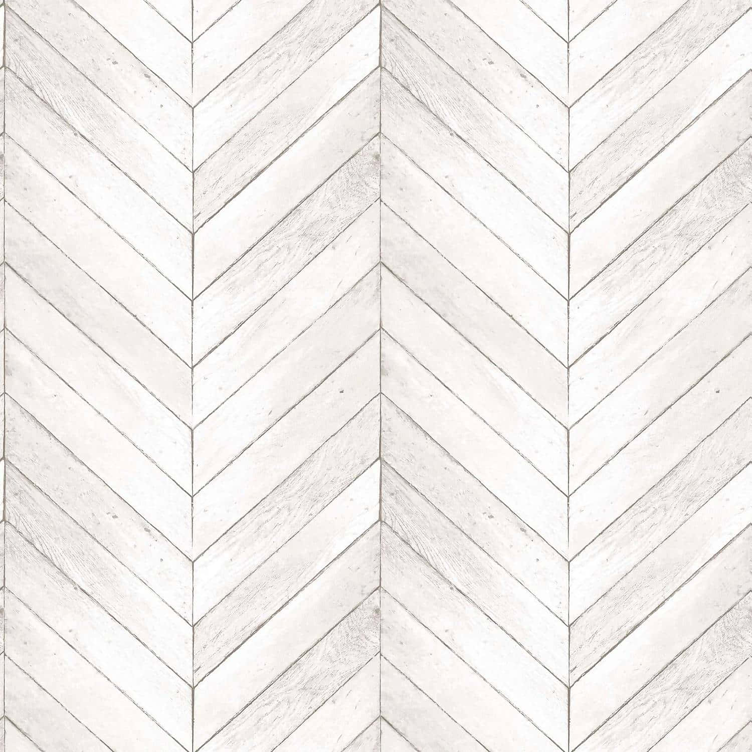 Cute Chevron 桌布 壁紙 — 白色仿舊木板以重複的人字形圖案排列，帶有可見的木紋和細微的紋理。