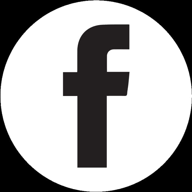 白色圓圈中的 Facebook 圖標 壁紙 — 一個極簡的黑色小寫f標誌，居中於白色圓形內，背景為黑色。