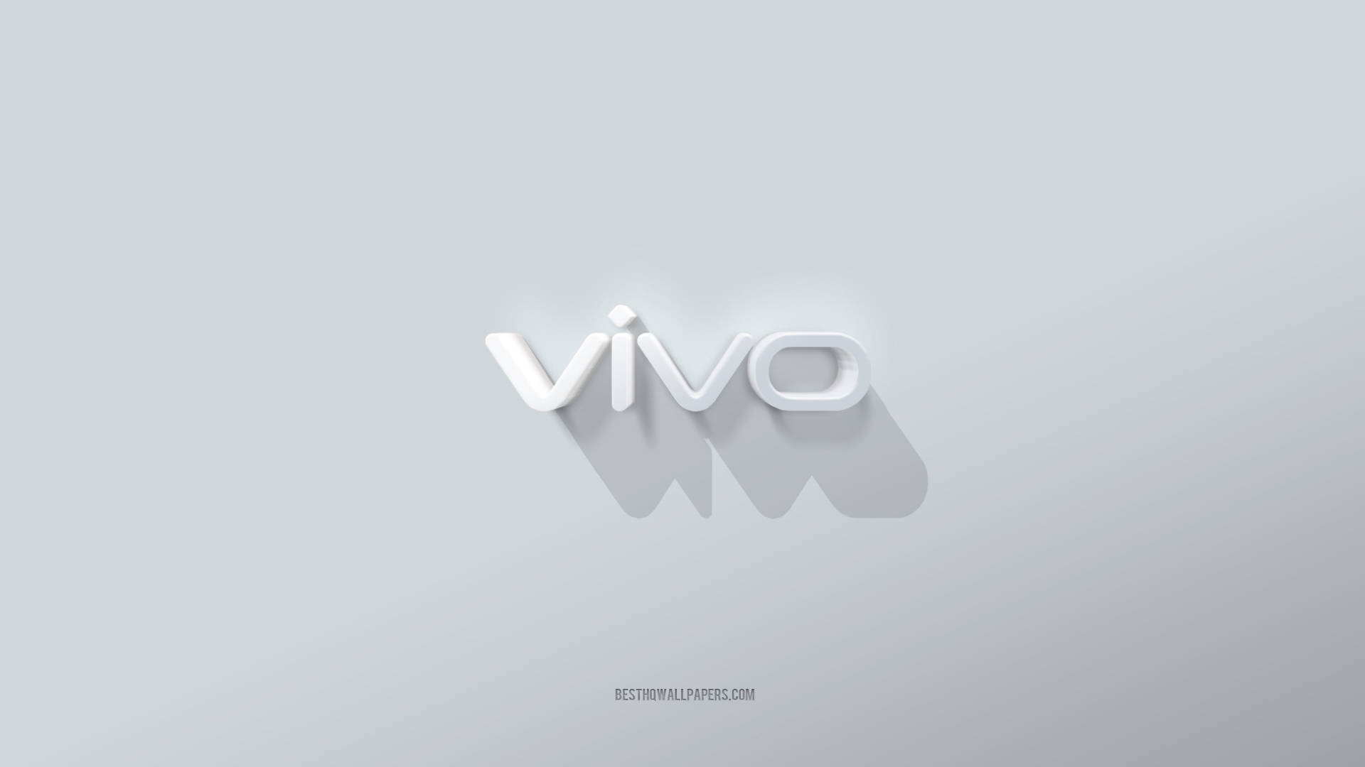 白色 vivo 標誌在灰色背景上帶有長陰影
