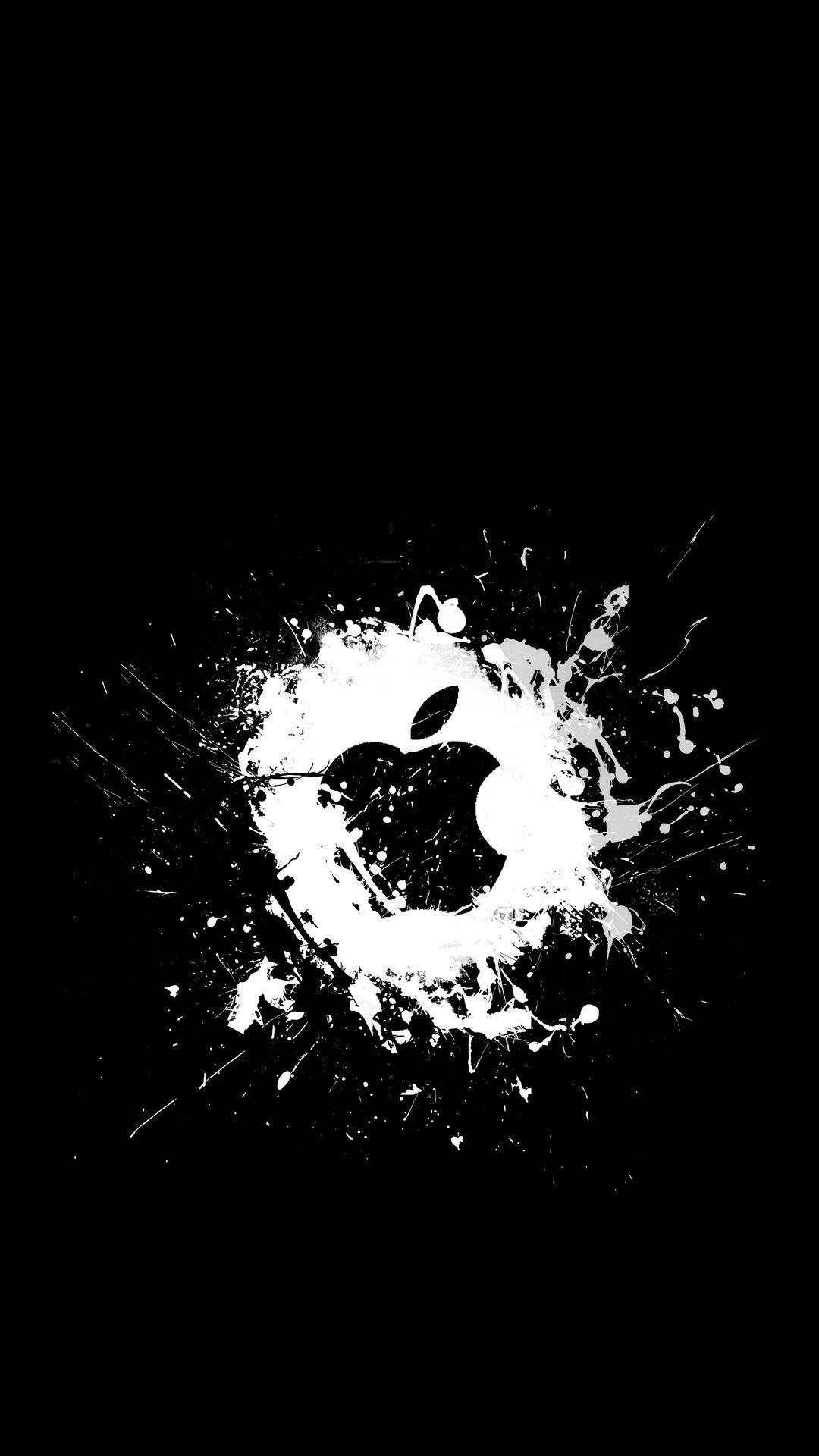 黑色背景上白色油漆飛濺的Apple標誌