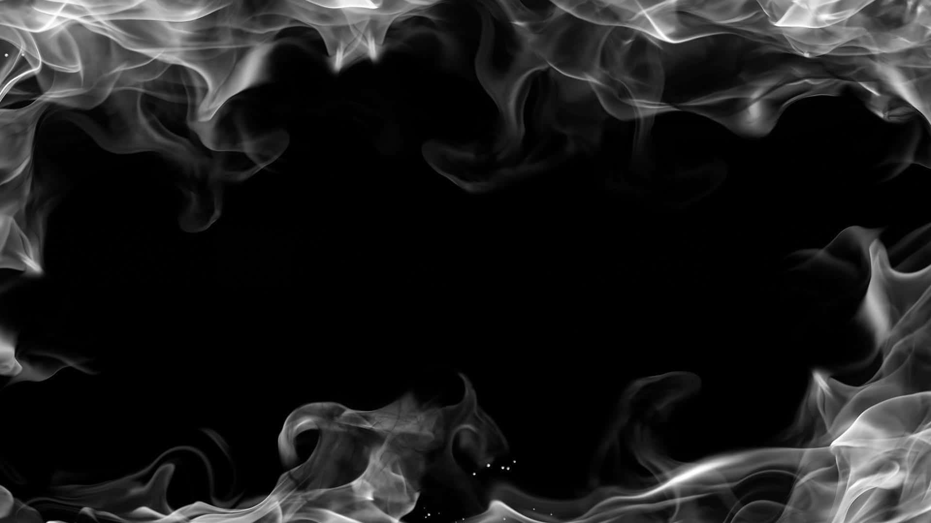 白色煙霧邊框環繞黑色背景 壁紙 — 縹緲的煙霧縷縷，在純黑背景上圍繞虛空形成動態邊框。