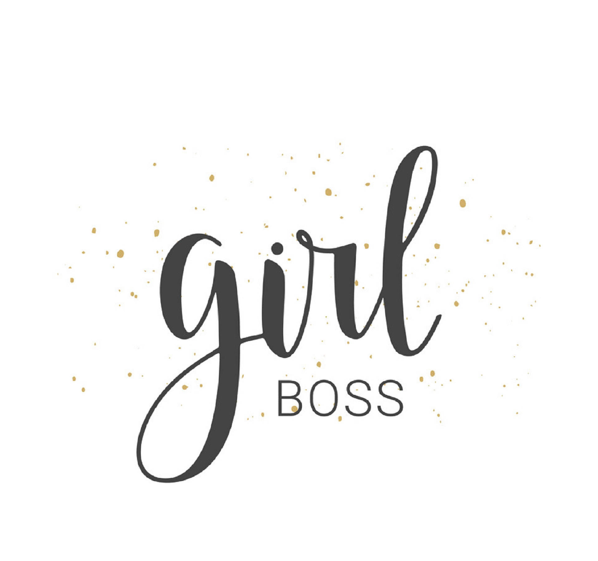 白色背景上以黑色字體和金色閃粉點綴的 girl boss 勵志短語。