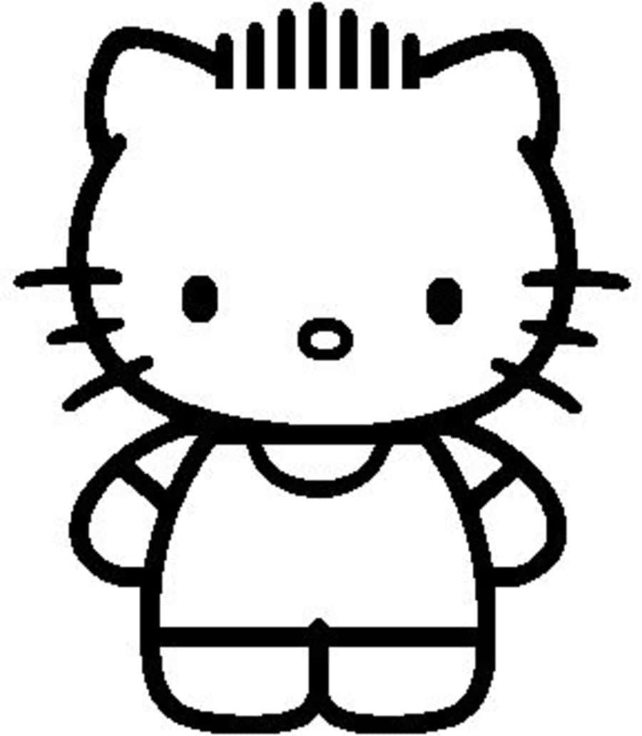 Dear Daniel 桌布 壁紙 — 白色背景上，Hello Kitty 角色的簡單黑色輪廓，帶有標誌性的蝴蝶結和鬍鬚。