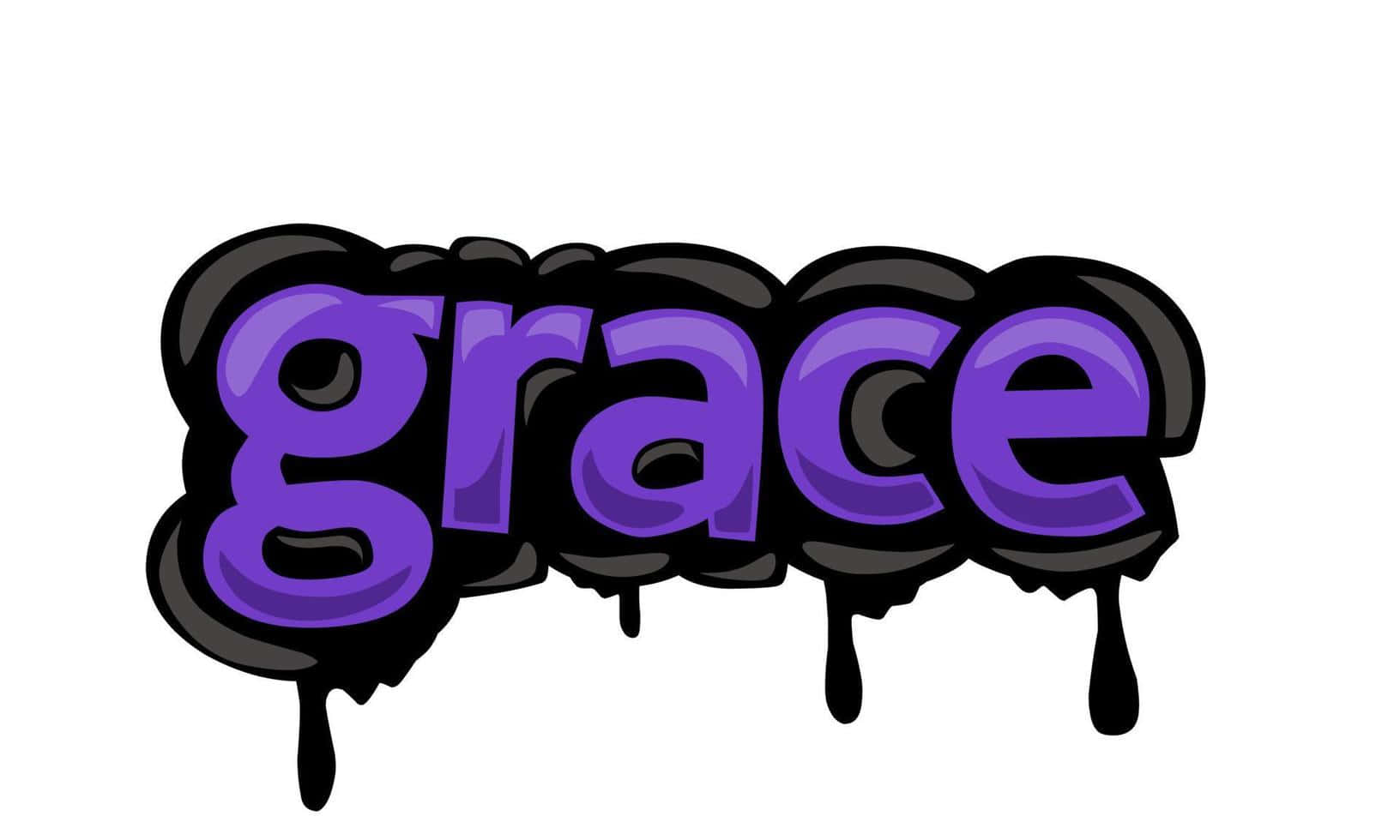 grace 桌布 壁紙 — 白色背景上，帶有黑色滴落和光澤高光的粗體紫色字母「grace」。