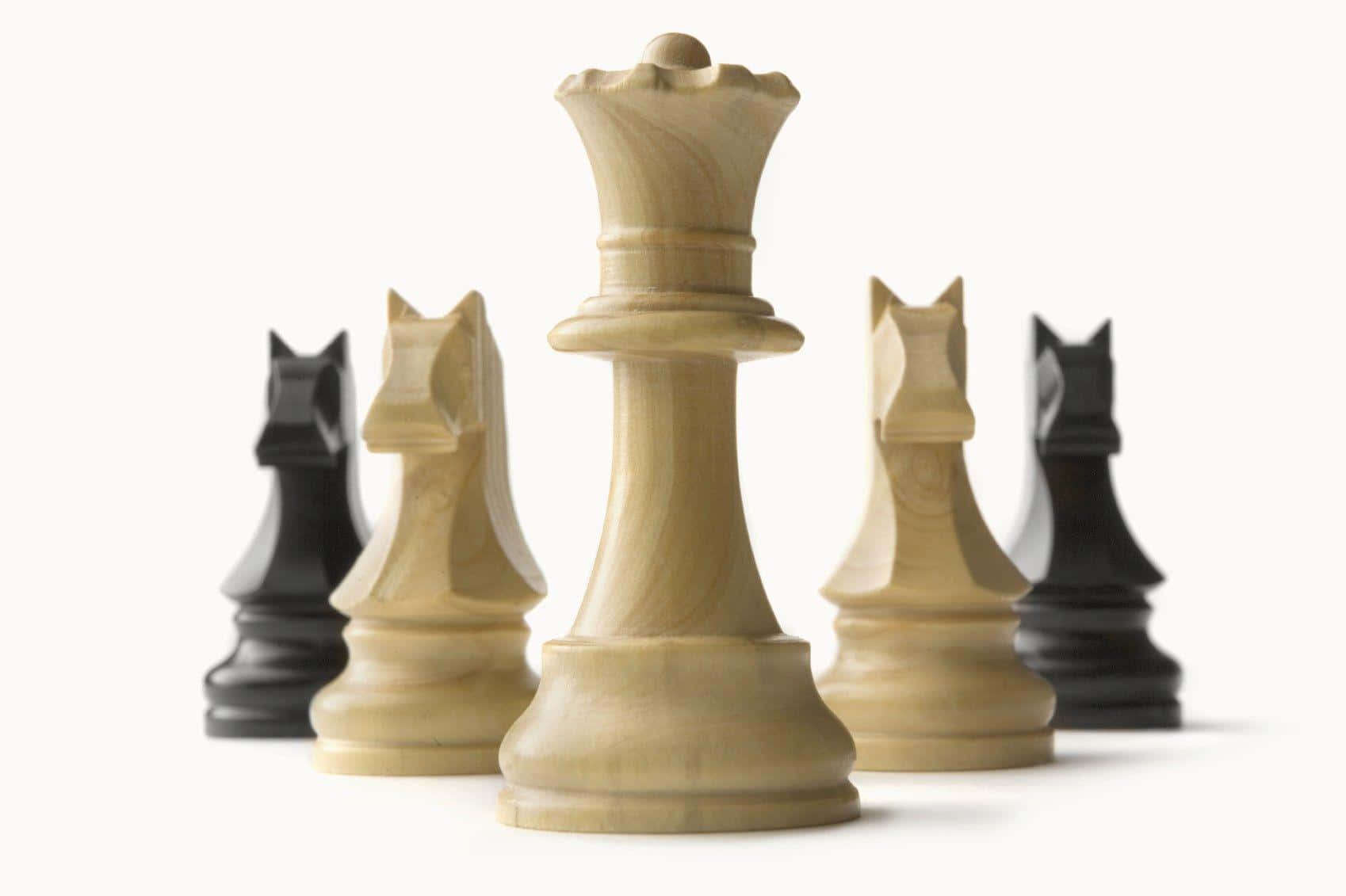 白色背景上一排國際象棋棋子 壁紙
