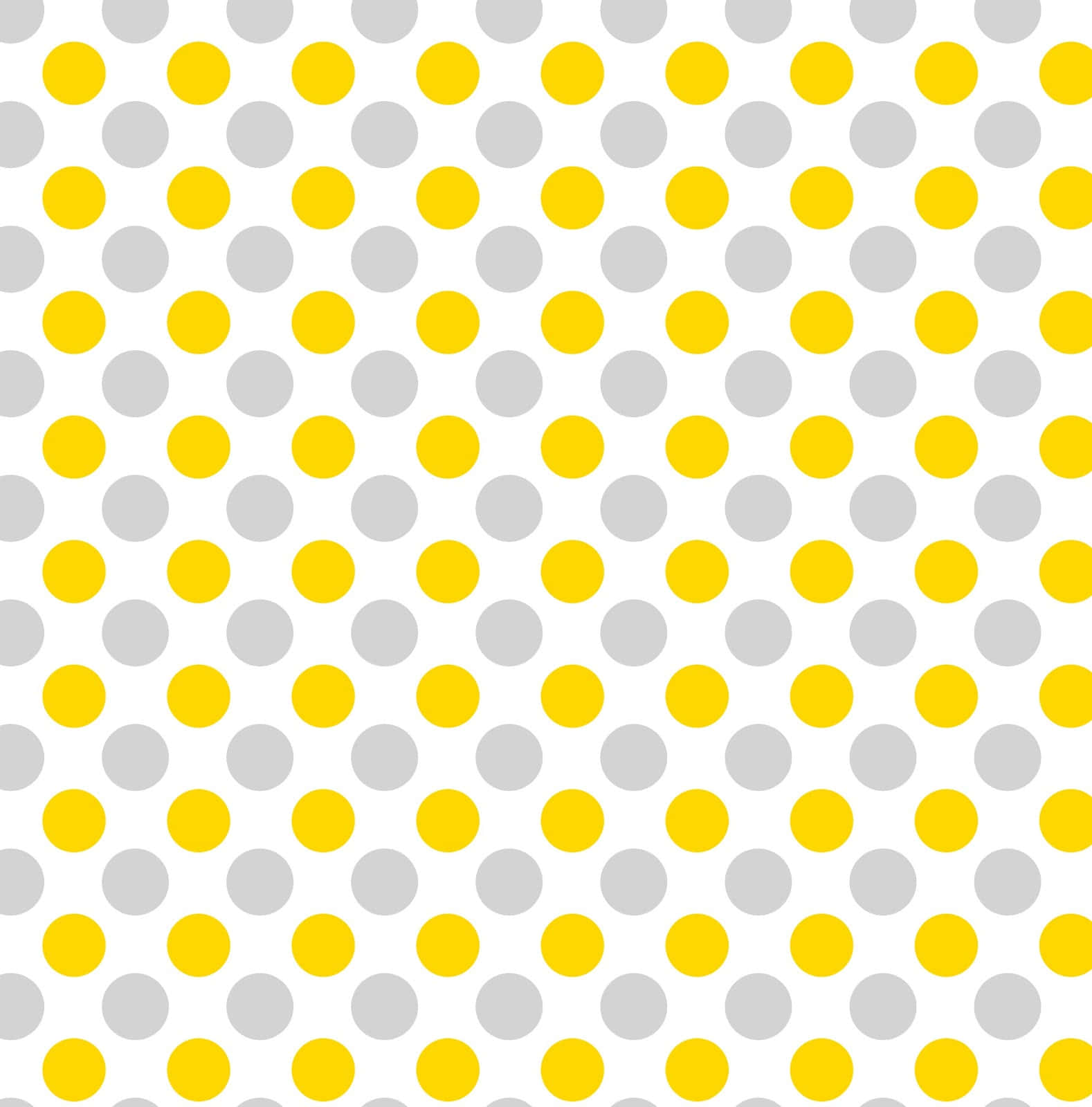 Yellow Polka Dot 桌布 壁紙 — 白色背景上交替黃色和灰色圓點圖案的無縫圖案。