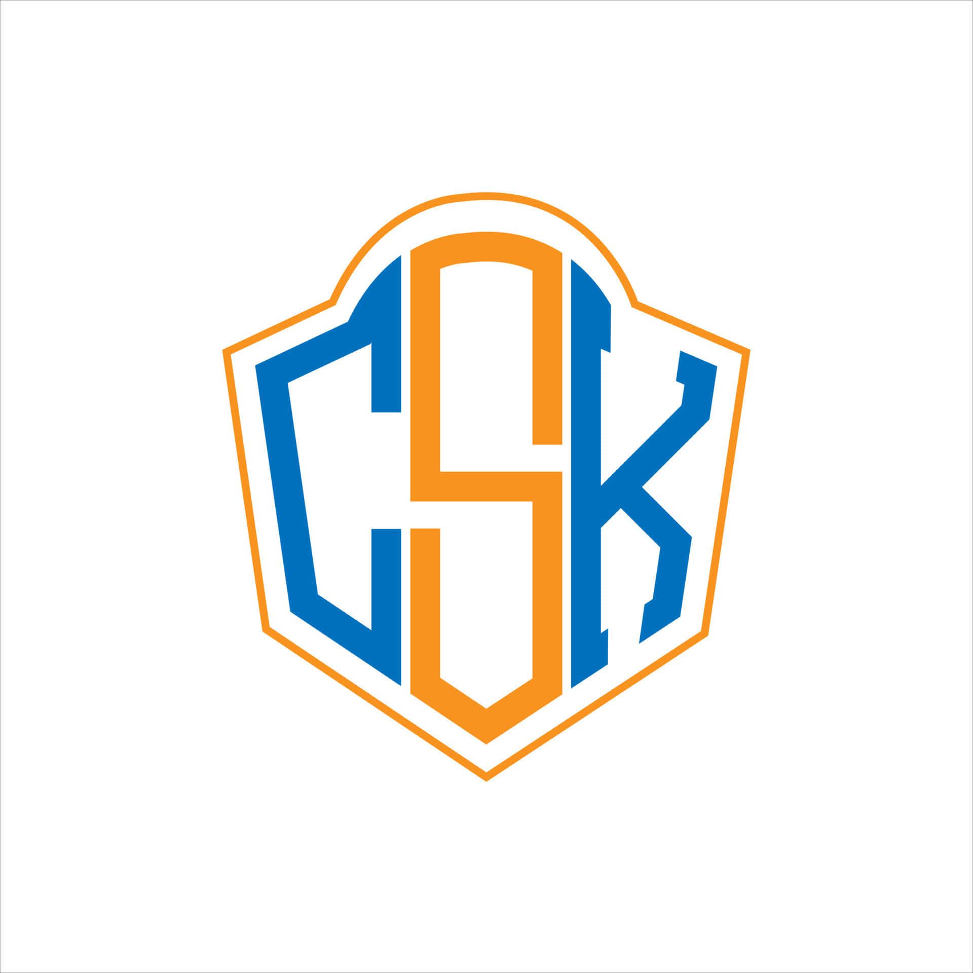Csk 桌布 壁紙 — 白色背景上六邊形盾牌內一個大膽的藍色和橙色字母組合CSK。