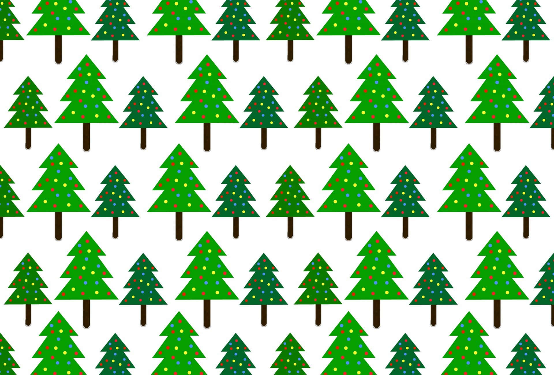 Christmas Pattern 桌布 壁紙 — 白色背景上帶有彩色圓點的風格化綠色聖誕樹的重複圖案。