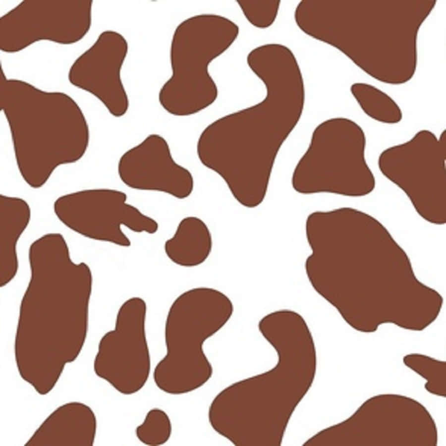 Brown Cow Print 桌布 壁紙 — 白色背景上帶有棕色斑點的無縫乳牛印花圖案。
