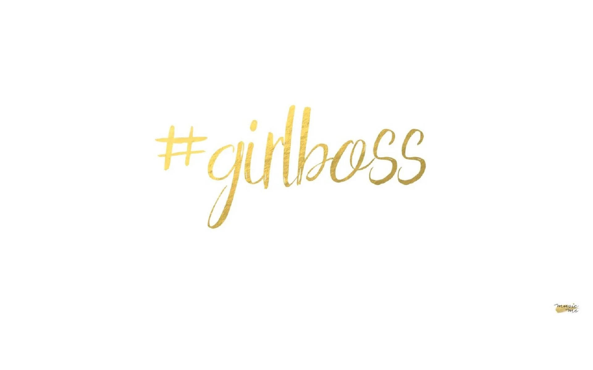 白色背景上的金色閃粉 hashtag girlboss 文字