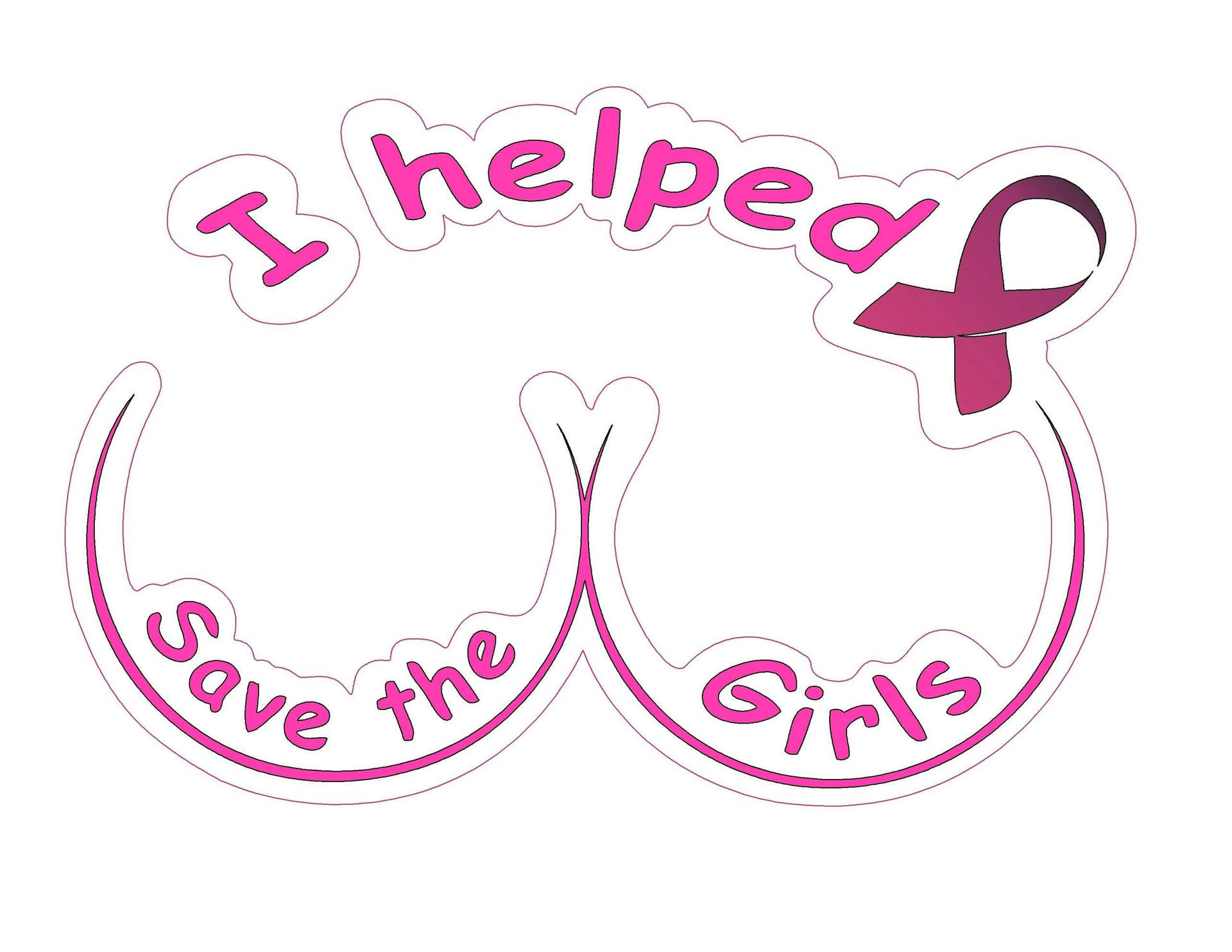 粉紅色絲帶鬍子標誌，帶有文字「I helped Save the Girls」