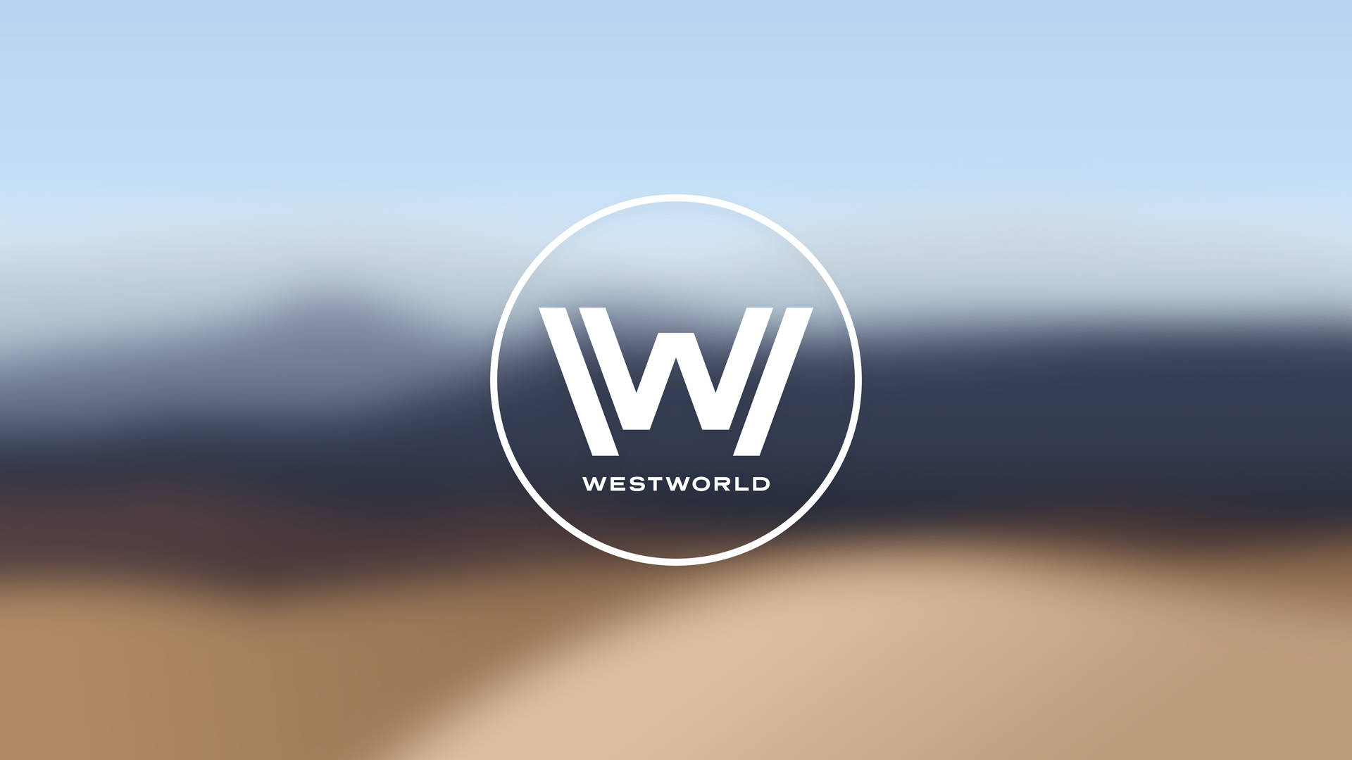 Westworld標誌在模糊沙漠背景上 — 美學白色動態圖 壁紙