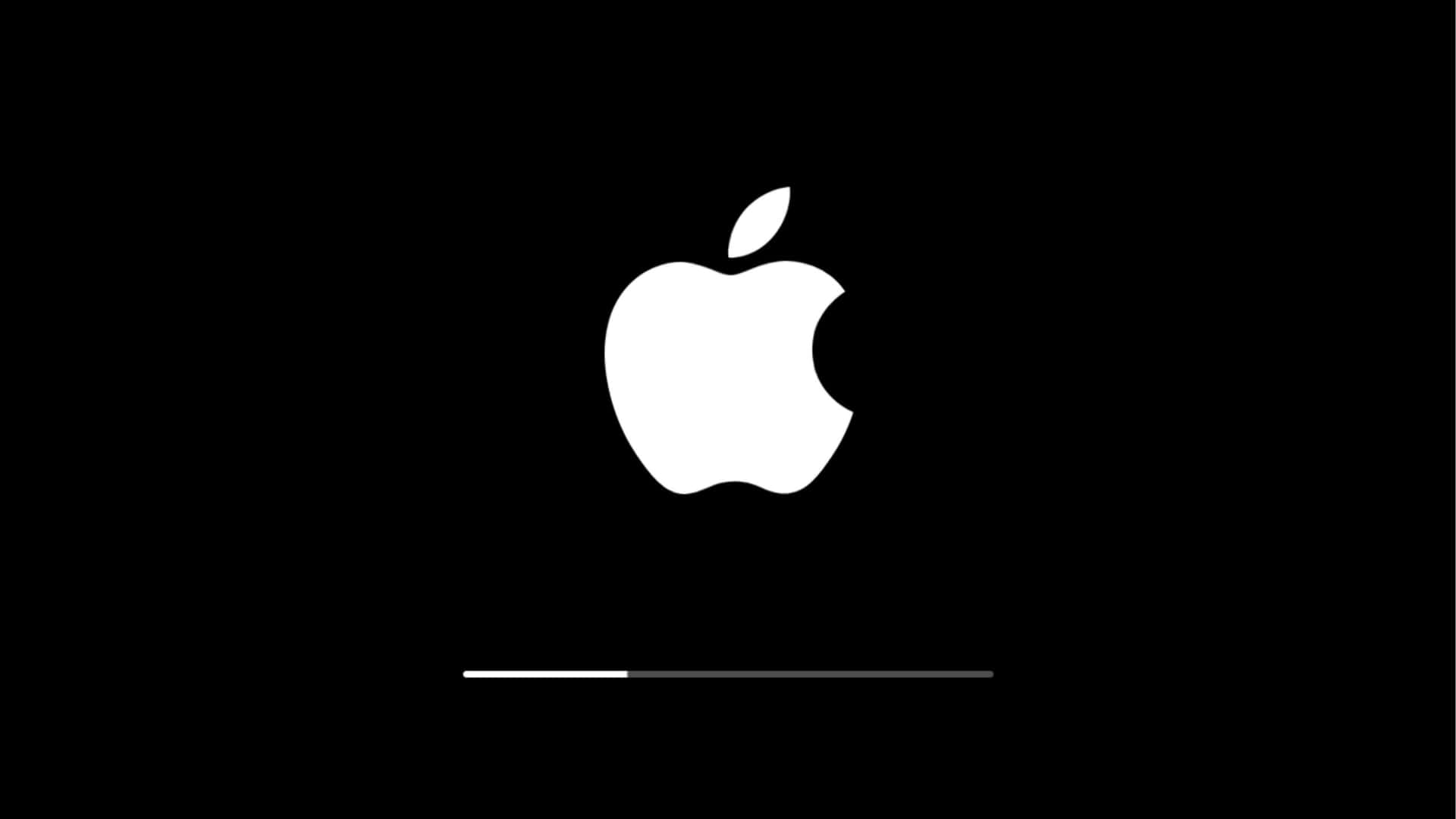 Apple標誌附載入條（黑色背景）