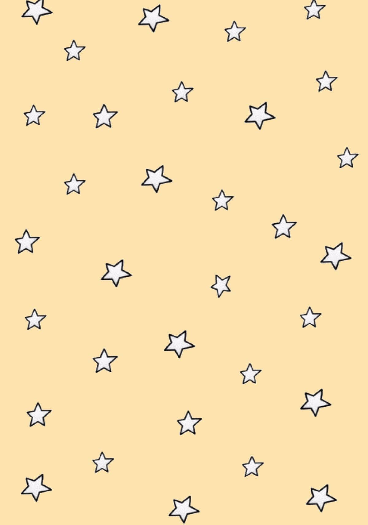 Stars 桌布 壁紙 — 白色輪廓星星散落在柔軟的米色背景上，形成有趣的圖案。