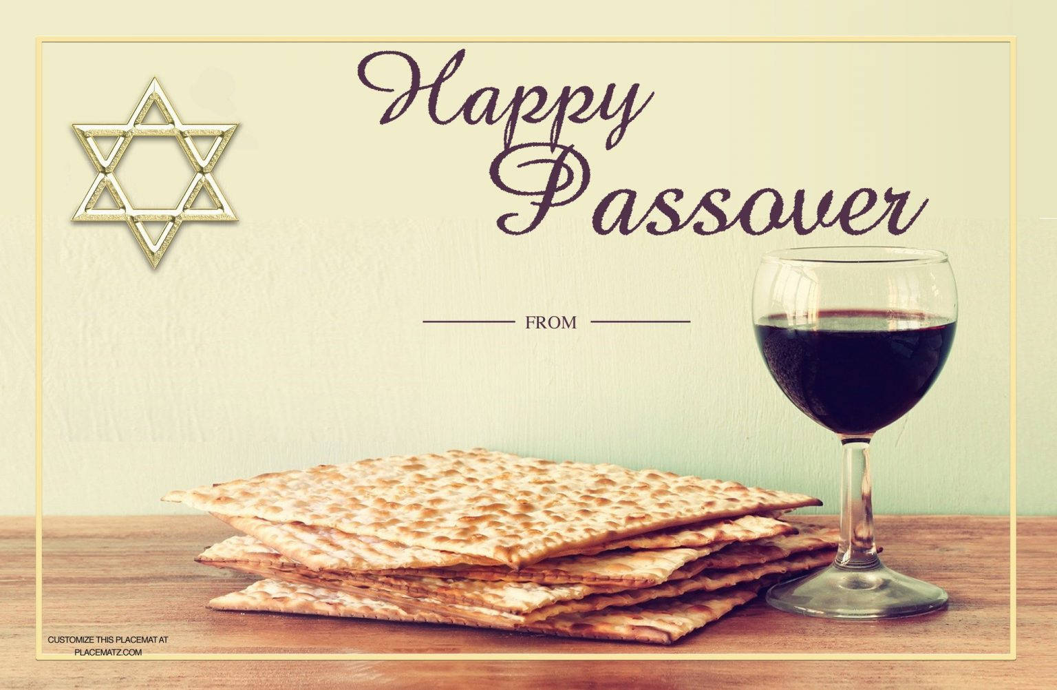 逾越節賀卡，木桌上有無酵餅、葡萄酒和大衛之星。 — 美學白色動態圖 壁紙