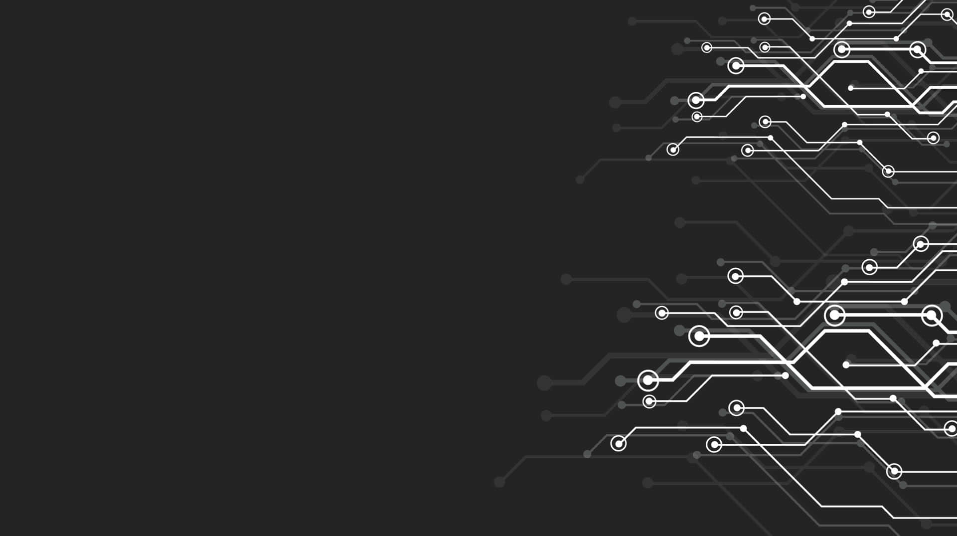 Circuit 桌布 壁紙 — 白色電路板圖案在深灰色背景上動態流動，營造出未來科技美學。