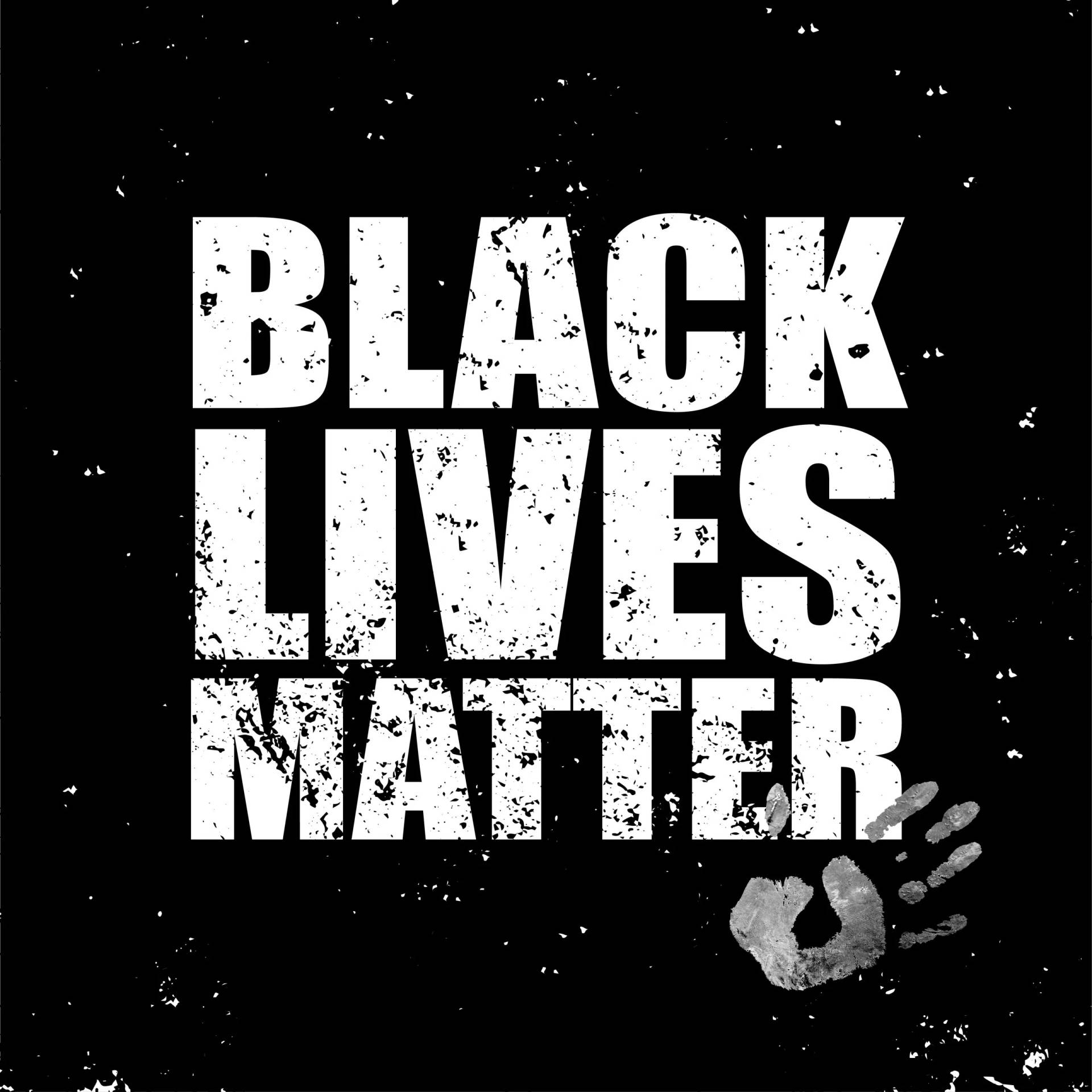 黑色背景上有手印的 black lives matter 抗議標語。