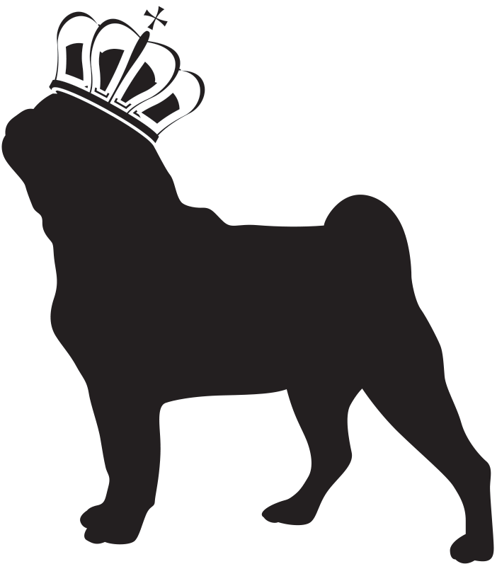 皇家巴哥犬剪影配皇冠 壁紙