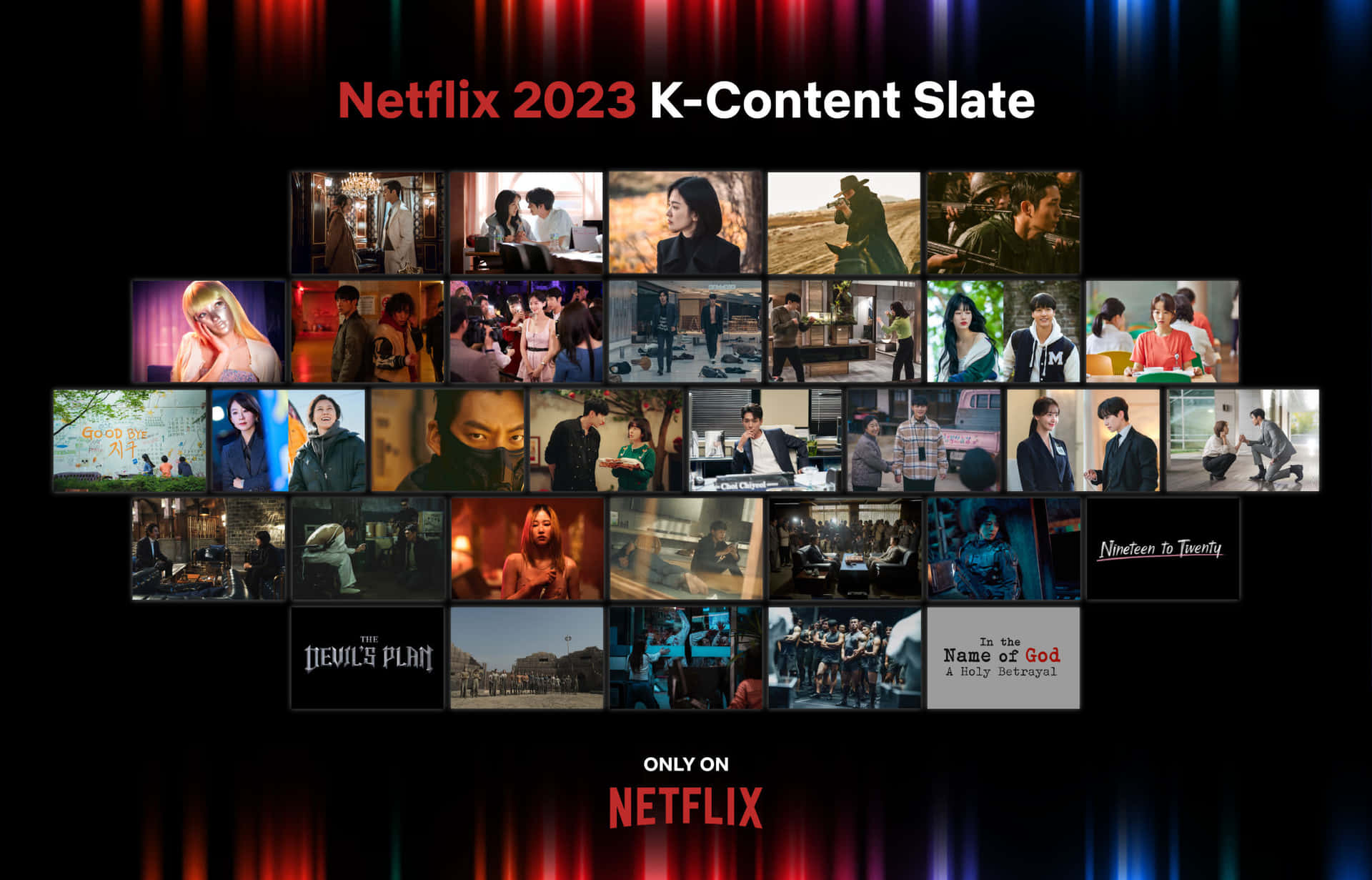 Netflix 2023 K-Content 韓國劇集縮圖網格。