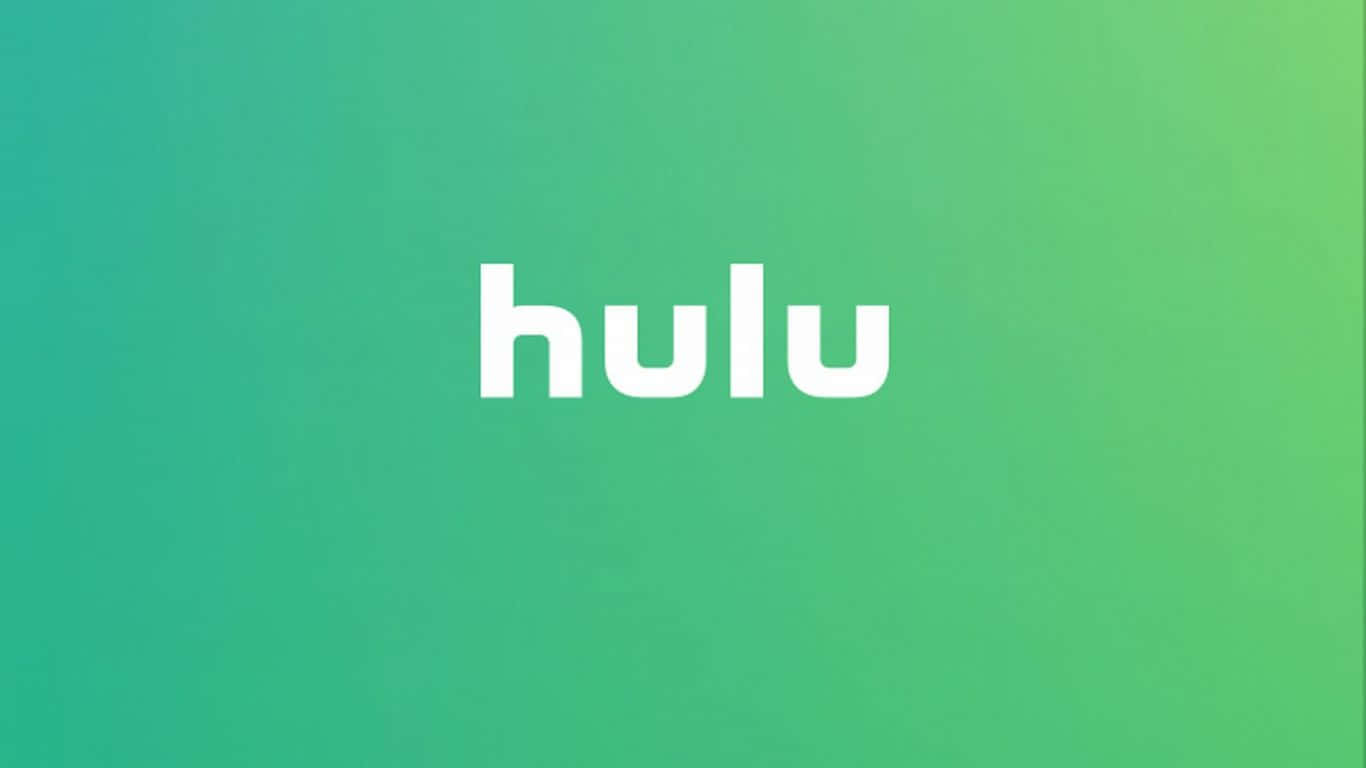 盡情享受 Hulu 上豐富的電視劇和電影 壁紙 — Hulu 標誌以白色小寫字母居中顯示在從藍綠色到青檸綠的平滑漸變背景上。