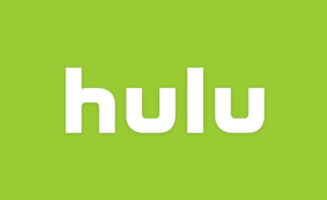 盡情享受 Hulu 的世界級電視娛樂 壁紙 — 大膽的白色 Hulu 標誌居中於純青檸綠色背景上。
