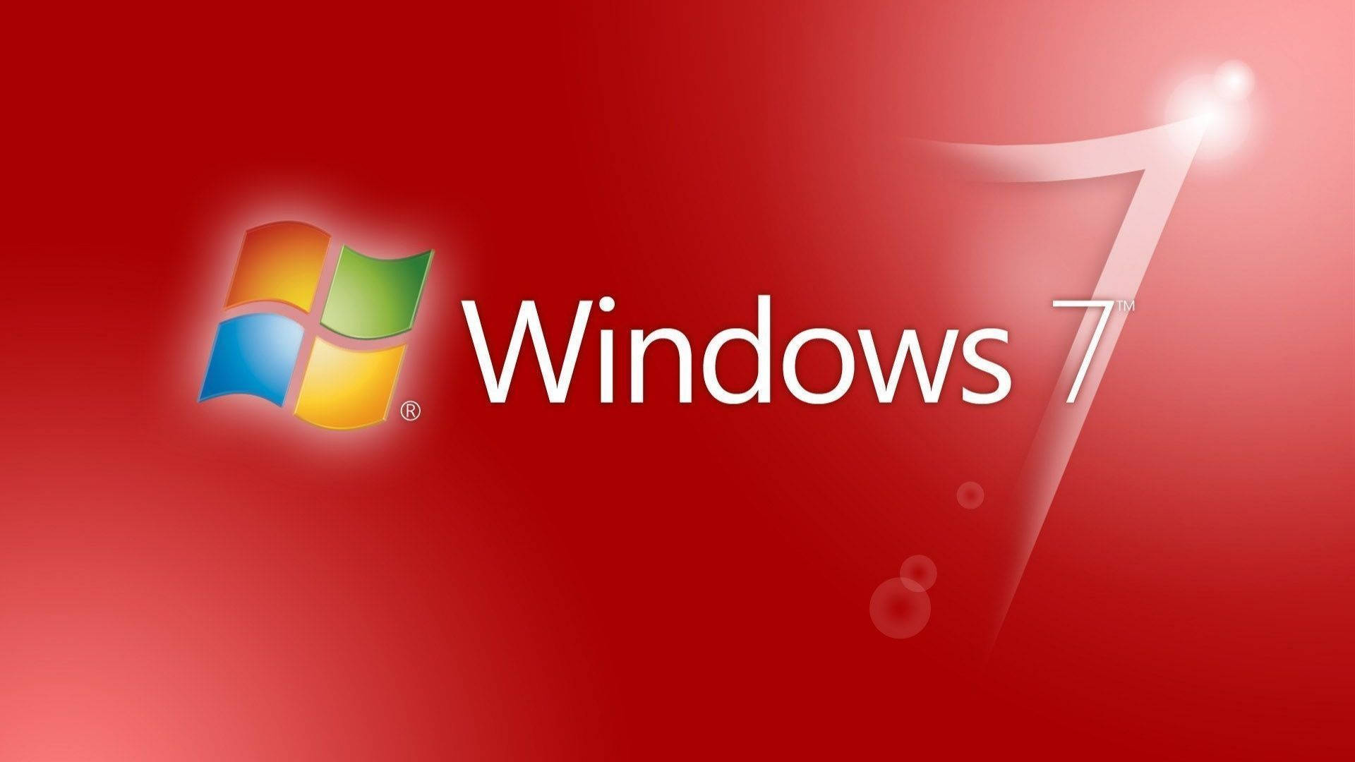 Windows 7 作業系統標誌，紅色背景，帶有發光效果。