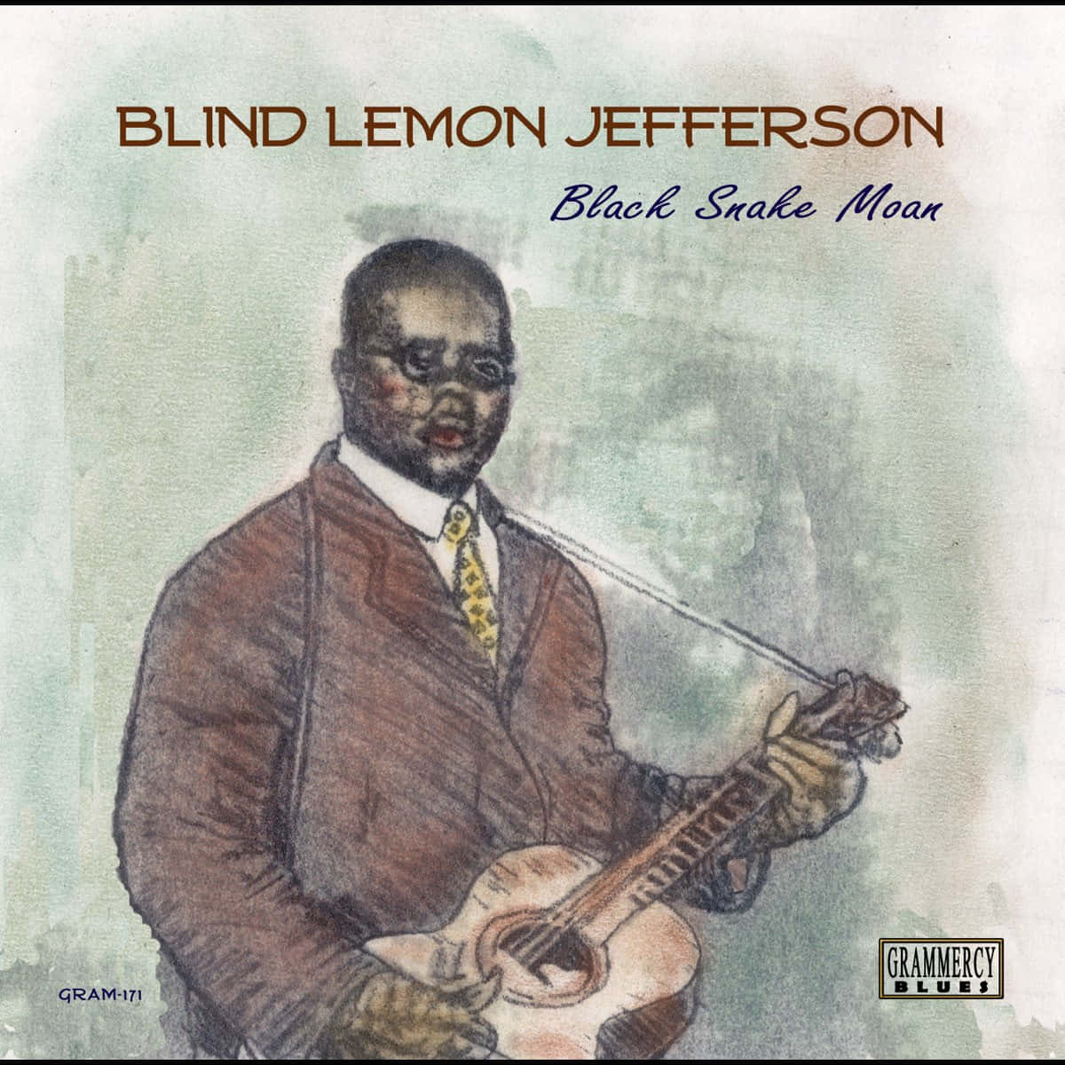 盲人檸檬傑佛遜在水彩專輯封面上彈結他。