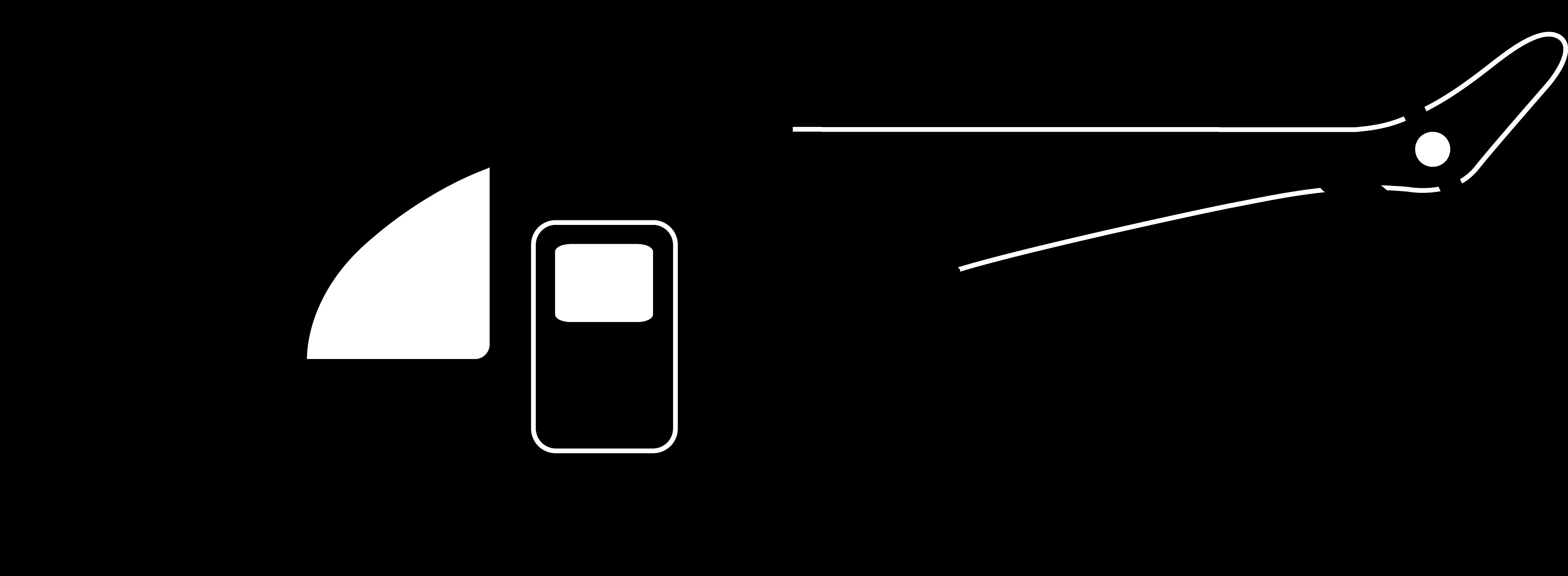 直升機安全帶指示圖示 壁紙 — 黑色背景上的極簡白色線條圖標，顯示電話、窗戶和衣夾。