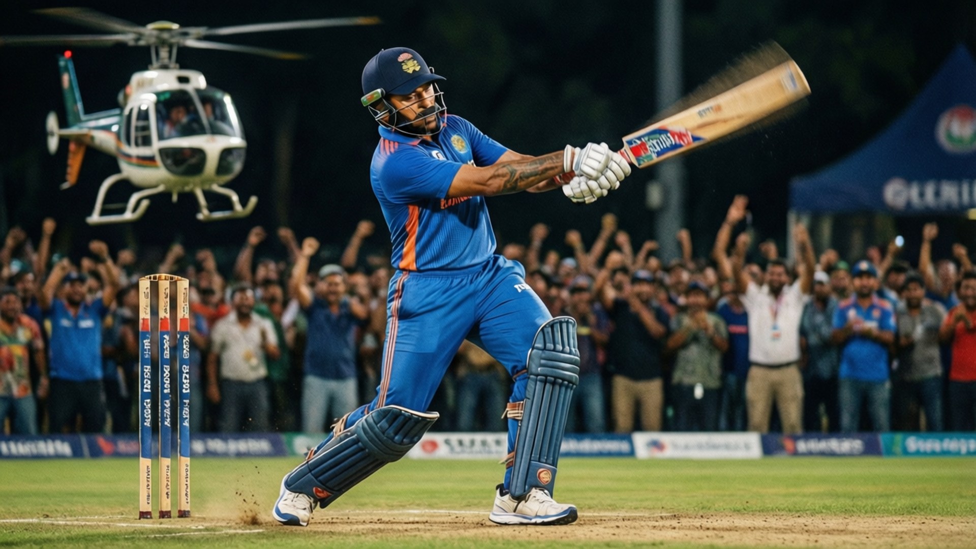直升機擊球 Dhoni 壁紙