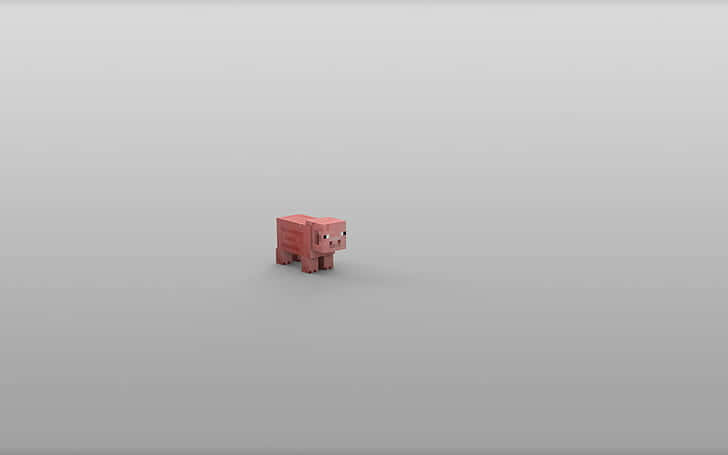灰色背景上來自Minecraft的方塊狀粉紅豬。