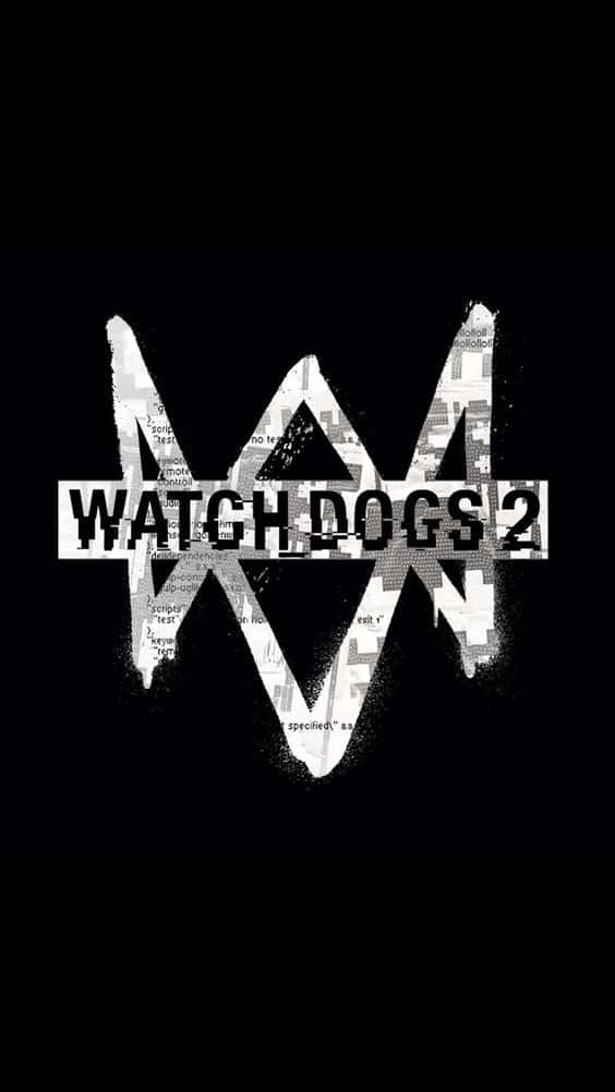 Watch Dogs 2 遊戲標誌，在黑色背景上帶有故障效果