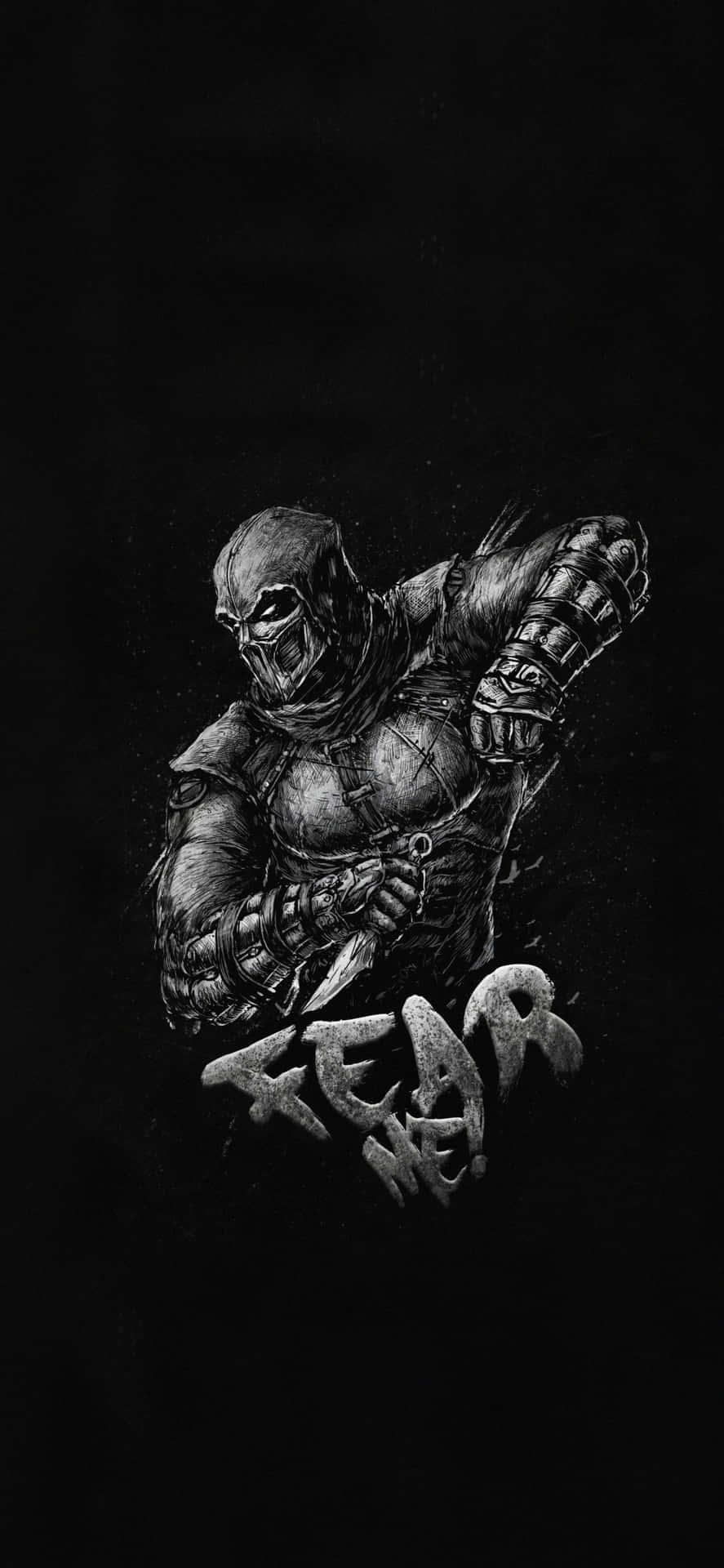 一個戴著面具的戰士握著匕首，下方有「fear」字樣。