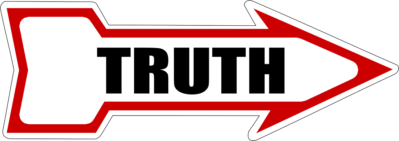 真理方向標誌 壁紙 — 一個大膽的紅白箭嘴標誌，上面有黑色大寫字母 TRUTH，指向右方。